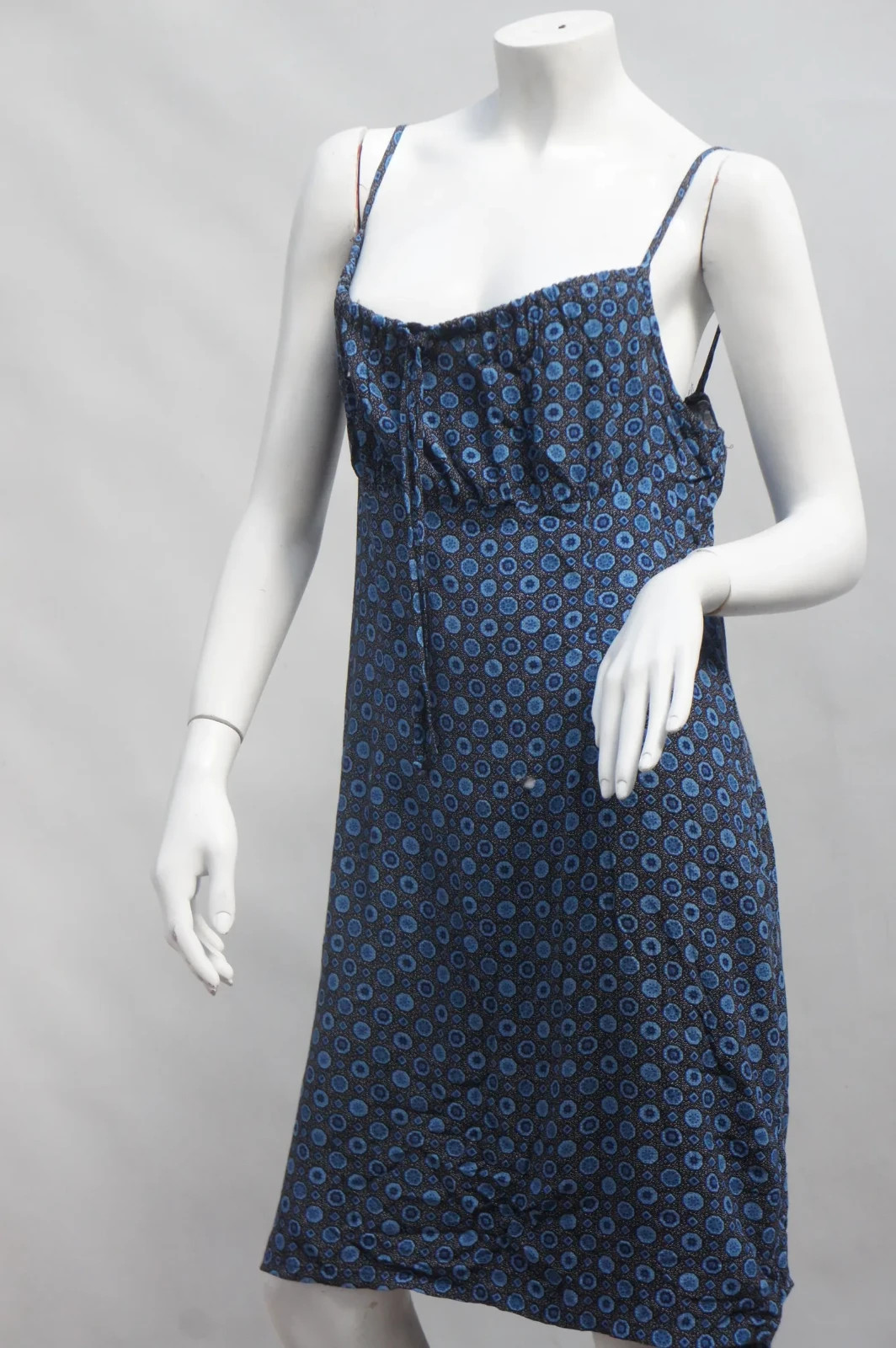 Vintage 90s-Y2k Blue Milkmaid Babydoll Dress Boho Cottagecore Slip Dress