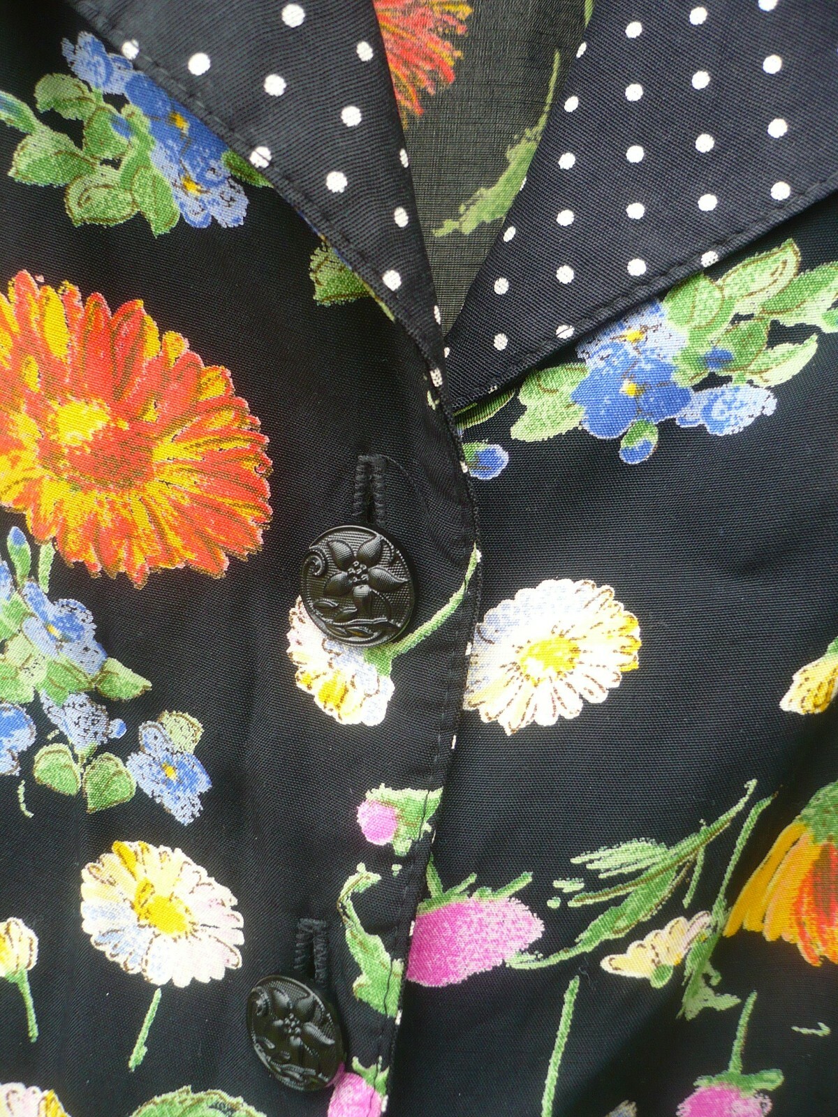VTG 90S M PETITE SOPHISTICATE USA BRIGHT COLORFUL FLORAL POLKA DOT COLLAR BLOUSE