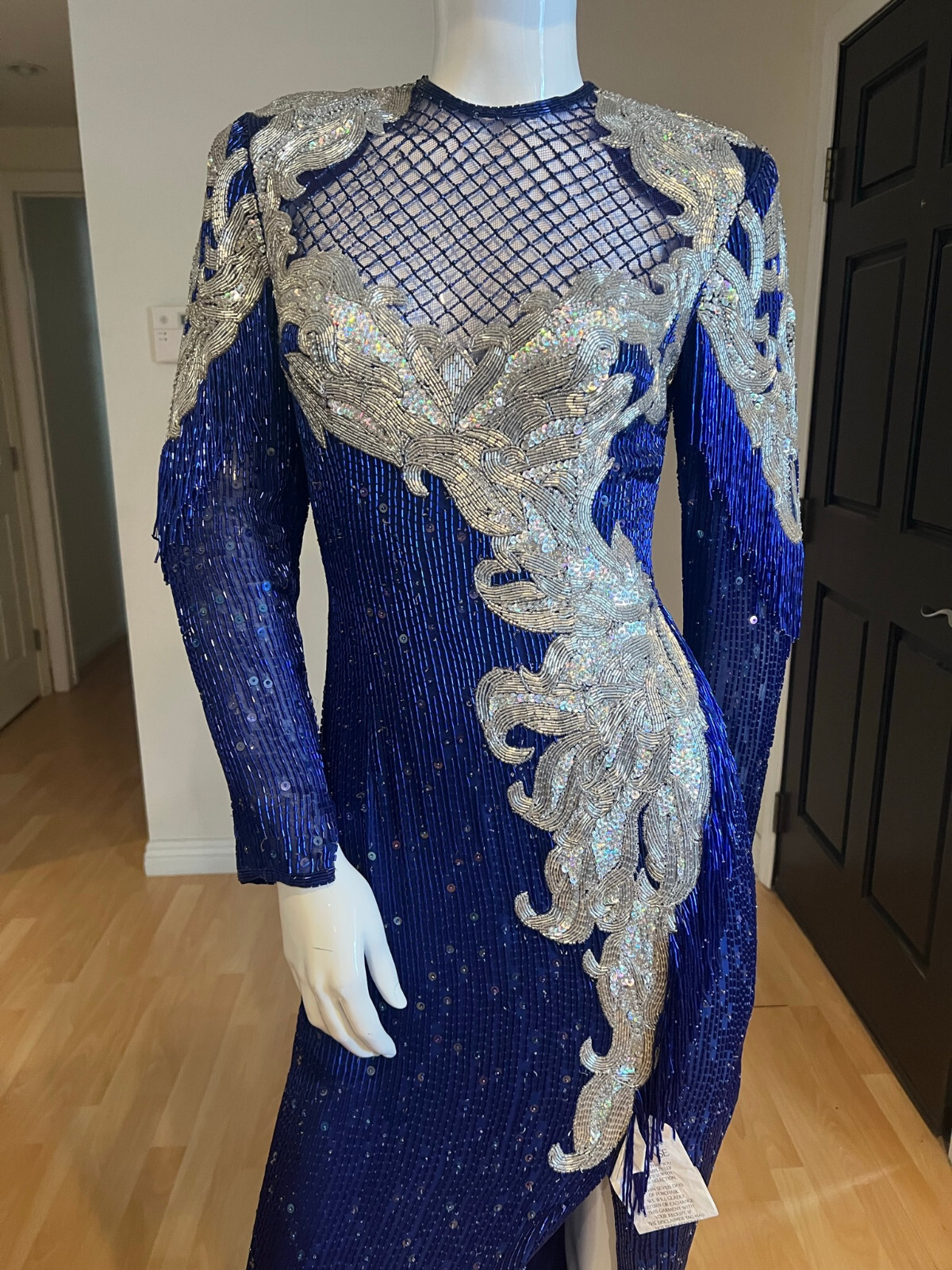 80’S VINTAGE NAEEM KHAN RIAZEE X LILLIE RUBIN EMBELLISHED BEADED GOWN SZ S SMALL