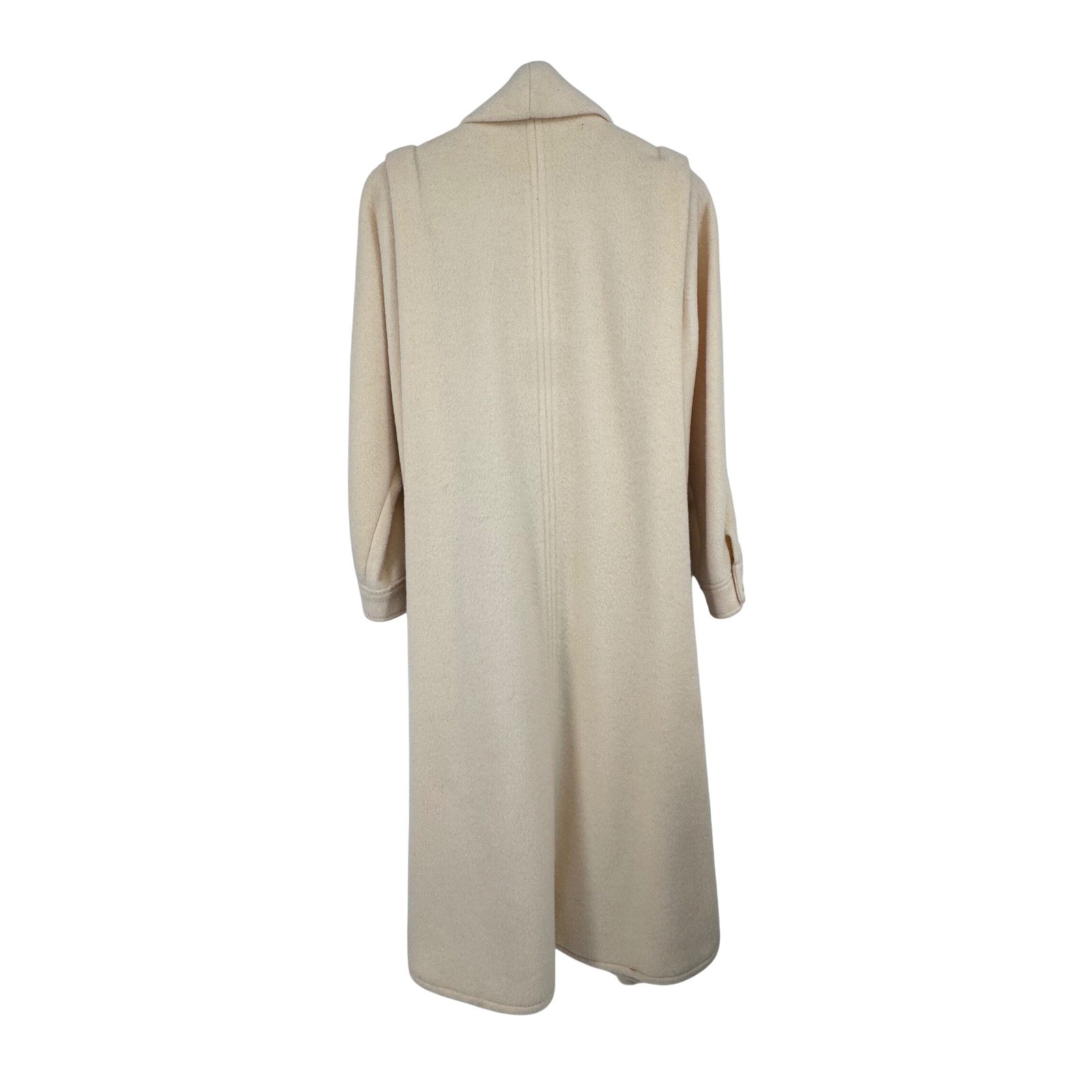 Capri Petites Vintage Pure Wool Long Coat Ivory with Real Fur Scarf Accent S