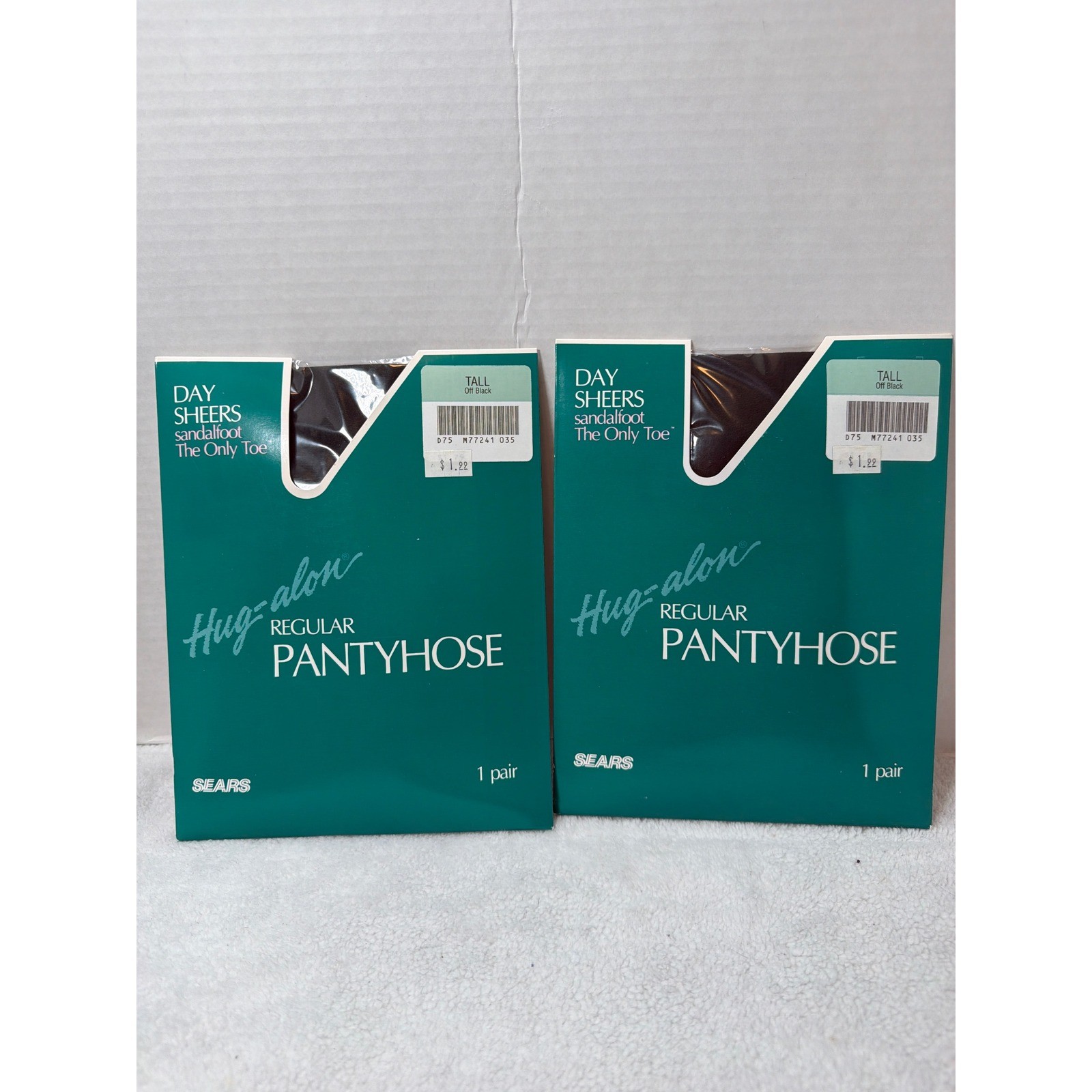 NOS VTG Sears Hug-alon Pantyhose Women Tall Off Black Day Sheers 2 Pairs