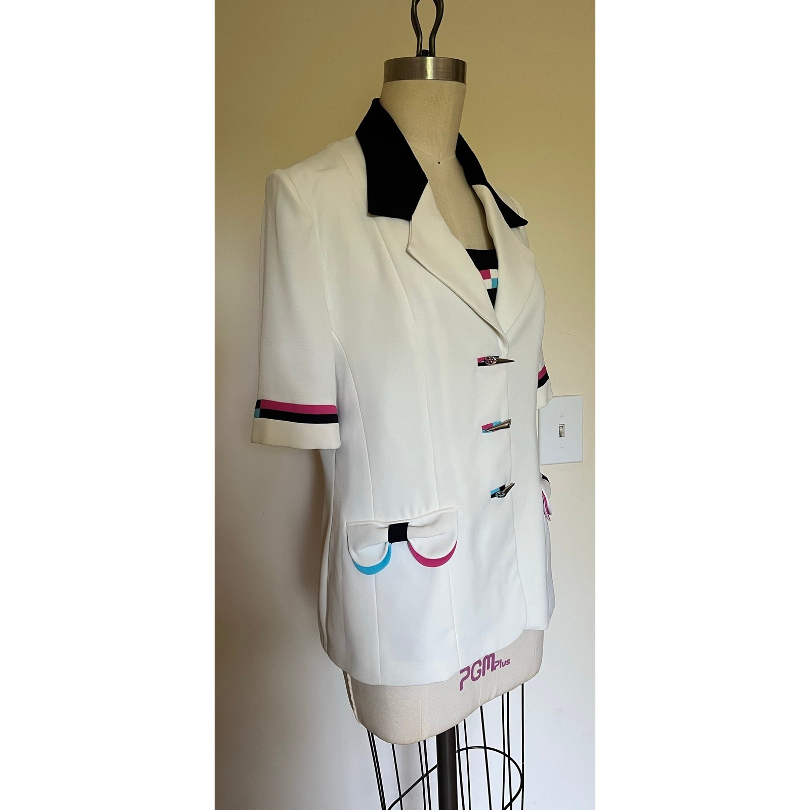 Vintage 80s Blazer colorful trim buttons Hana Class Made in Egypt 42 EU 6 US