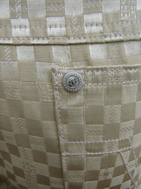 VERSACE CLASSIC V2 pantaloni donna vintage 5 tasche jeans beige oro vita alta