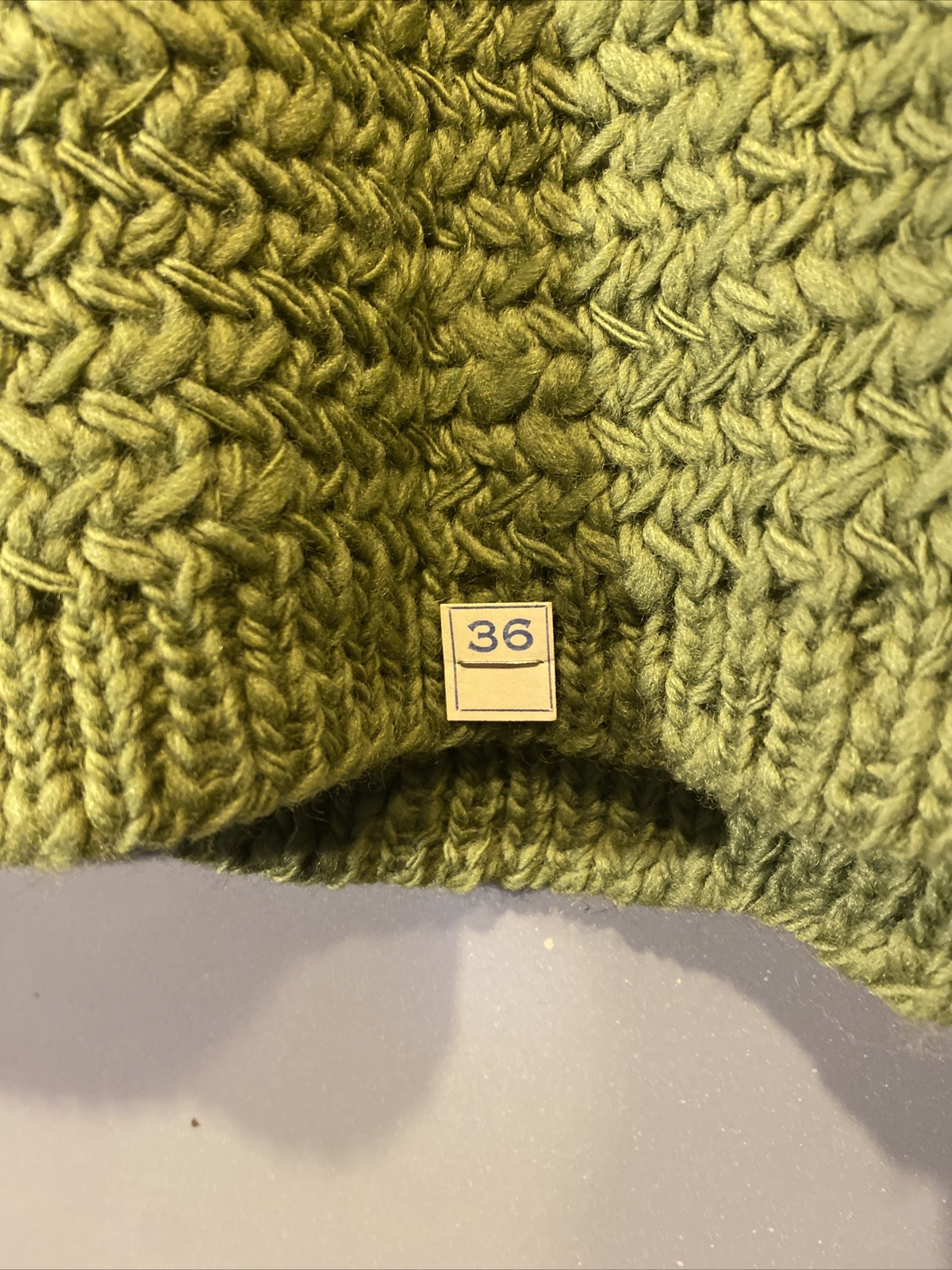 VTG New Sweater Moss Green Thick Knit Weave V-Neck Pullover Chunky 60s 70s S/M