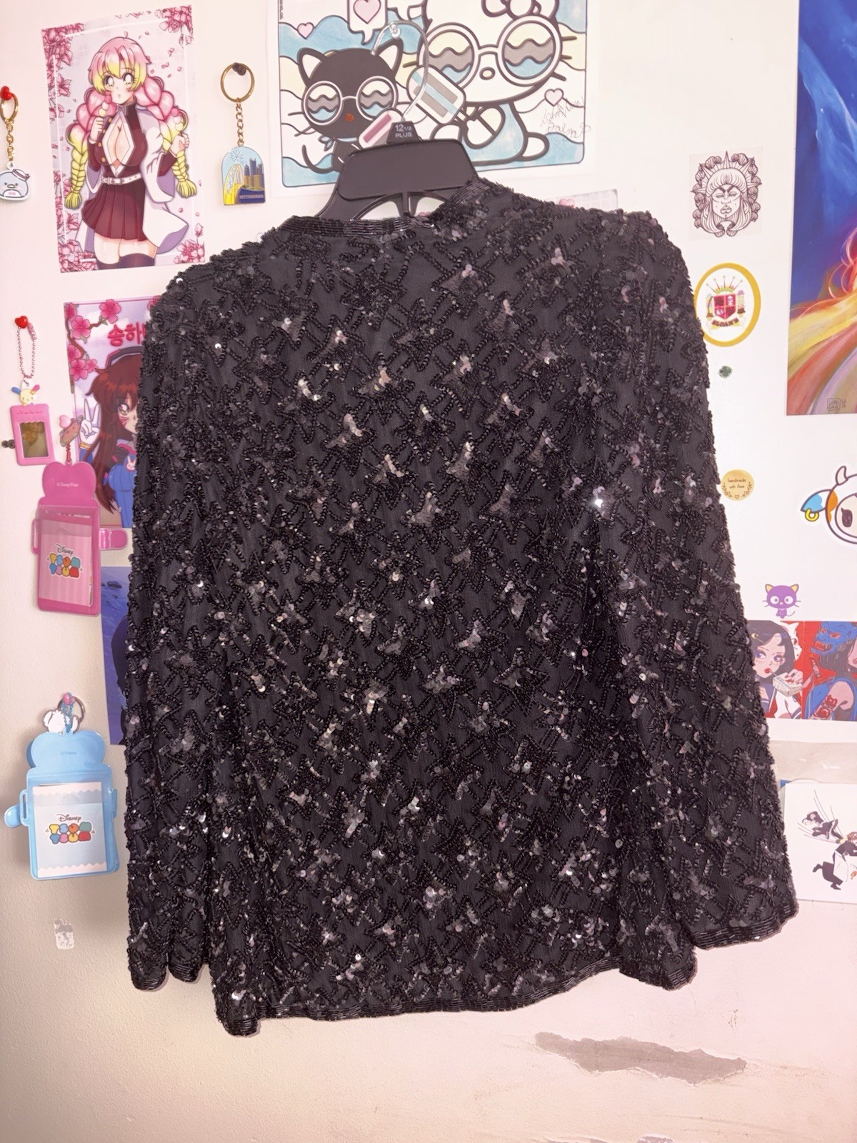 Vintage Mieka Black Sequin cardigan 100% Silk