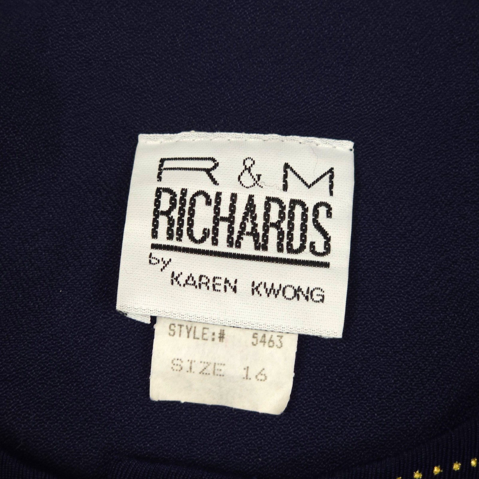 Vintage R&M Richards Karen Kwong Jacket Navy Gold Leaf Heart Clasp 90s Sz 16