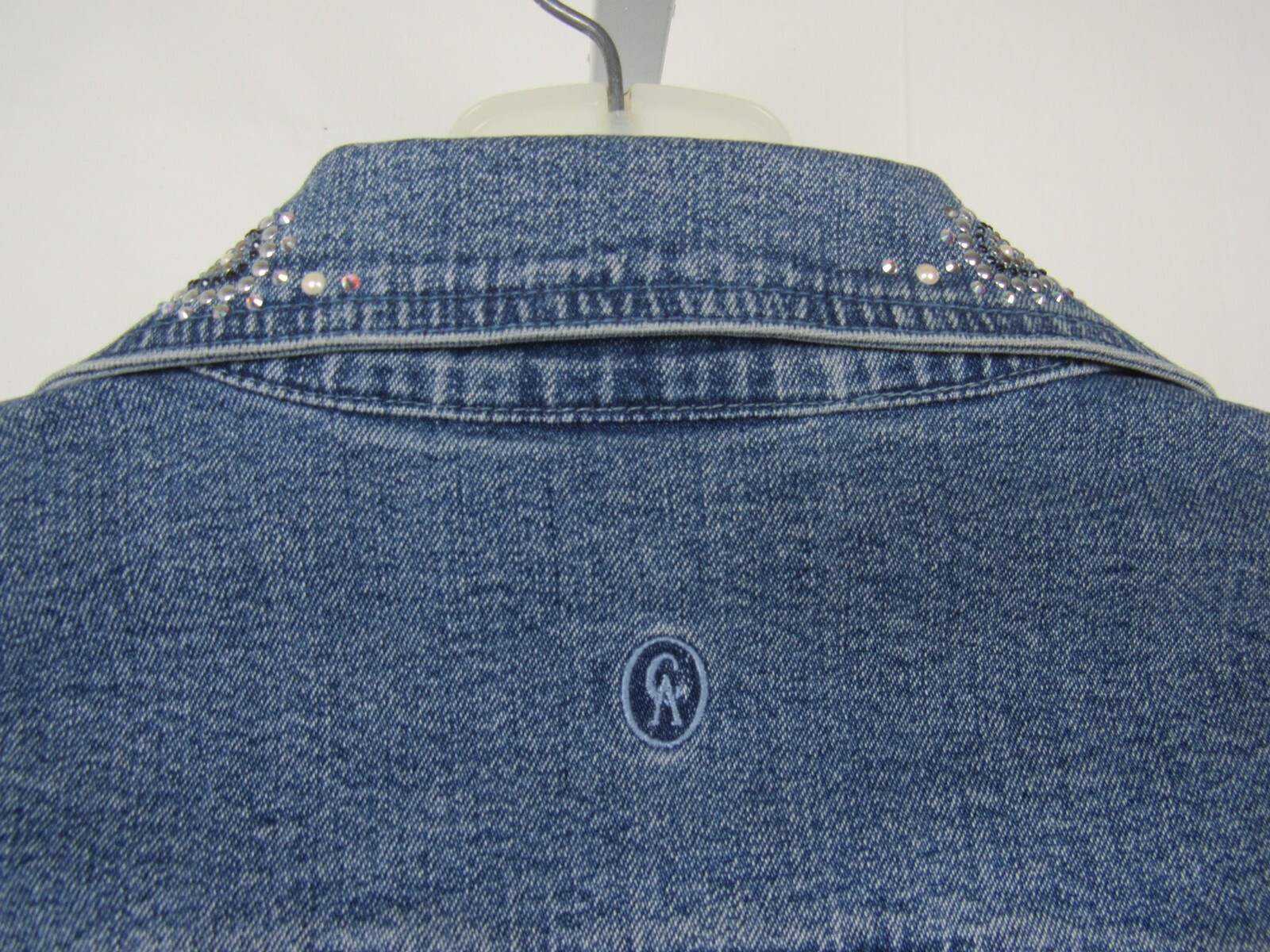 VTG 1990s CHRISTINE ALEXANDER SMALL JEAN JACKET BLING SWAROVSKI CRYSTALS