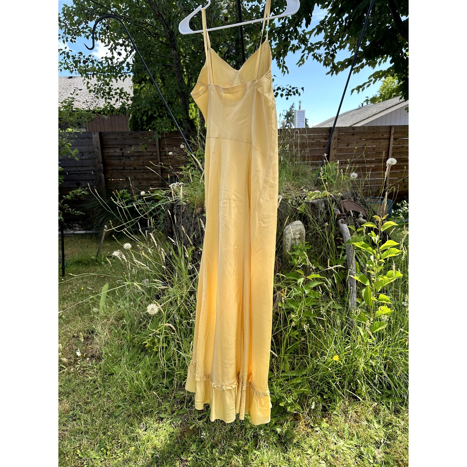 Antique 40s Buttercream Yellow slip dress Maxis SZ M/8 Soft Girl Coquette