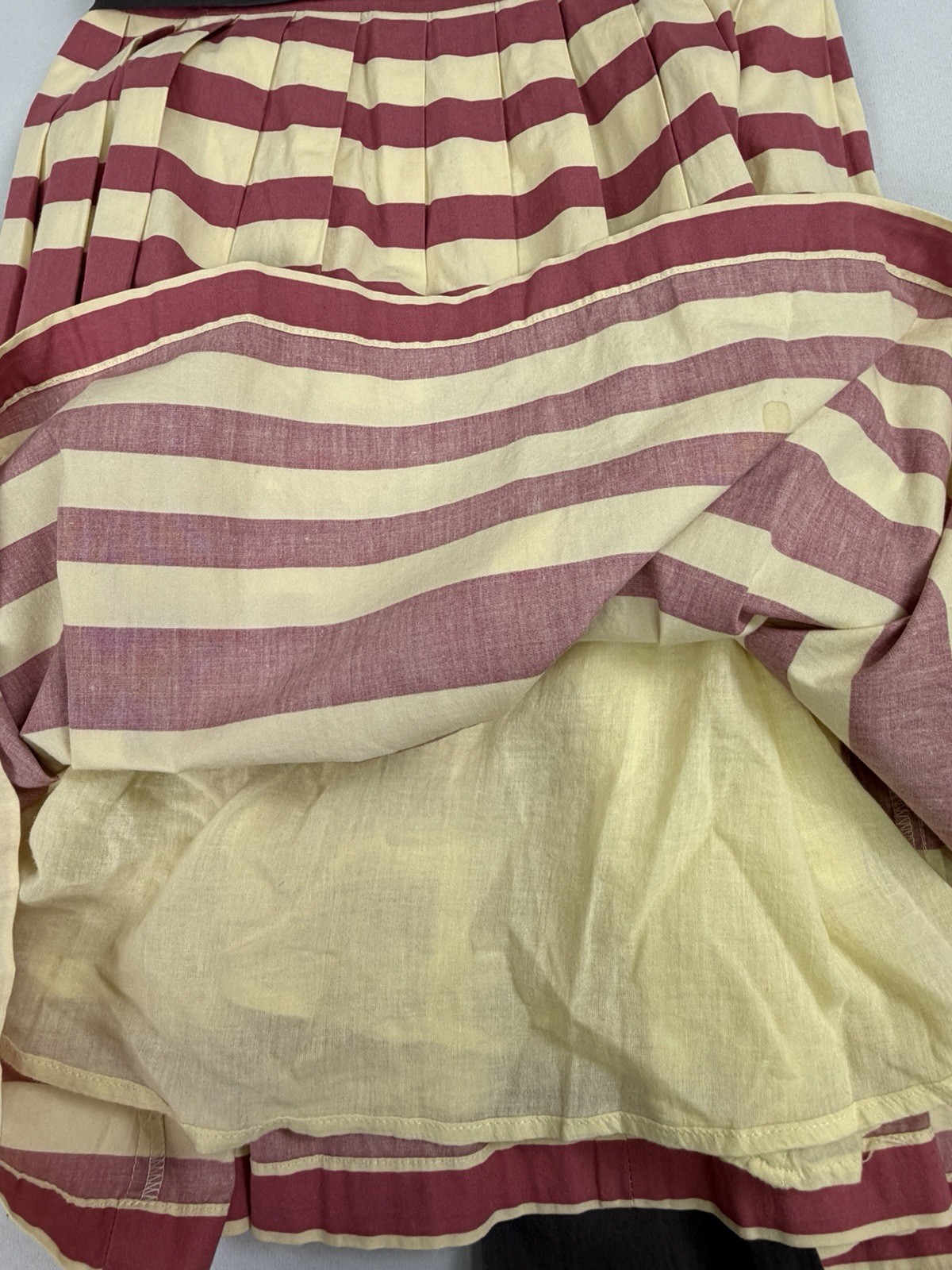 Corey Lynn Calter Striped Fit Flare Dress Size 6 Pink Cream Black Sash Bow