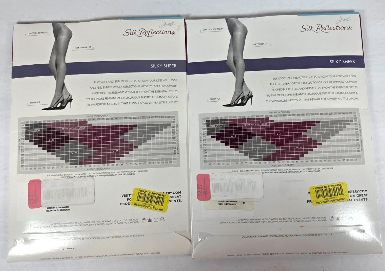 Lot 2 Hanes Silk Reflections Sheer Pantyhose Sz EF Travel Buff CT Sheer Toe #717
