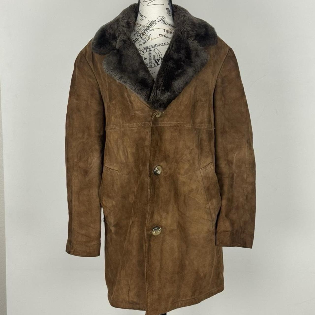 VTG 70s brown suede sherpa coat Size M EU 44 Boho