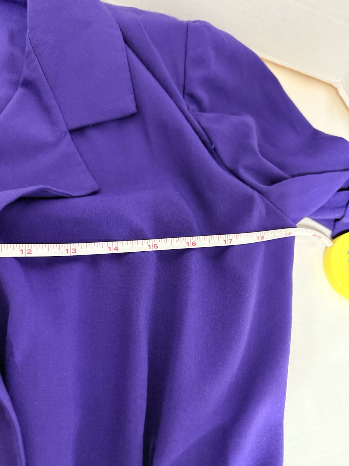 Vintage 80s Leslie Fay Purple Power Dress Gold Button Midi USA Womens 8