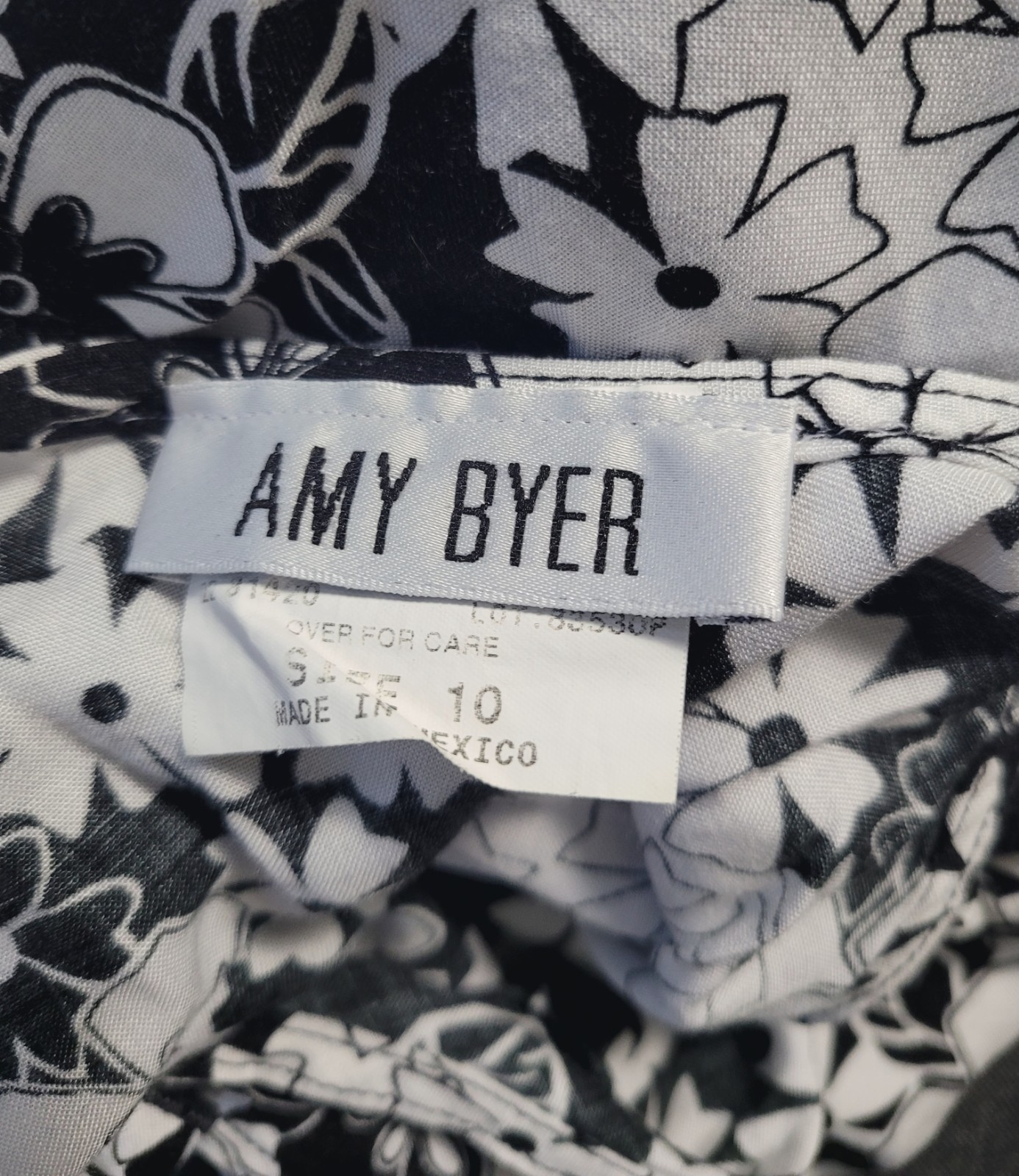 Vintage 80s 90s Black White Floral Mini Dress Ruffle Hem Amy Byer Summer XS/S