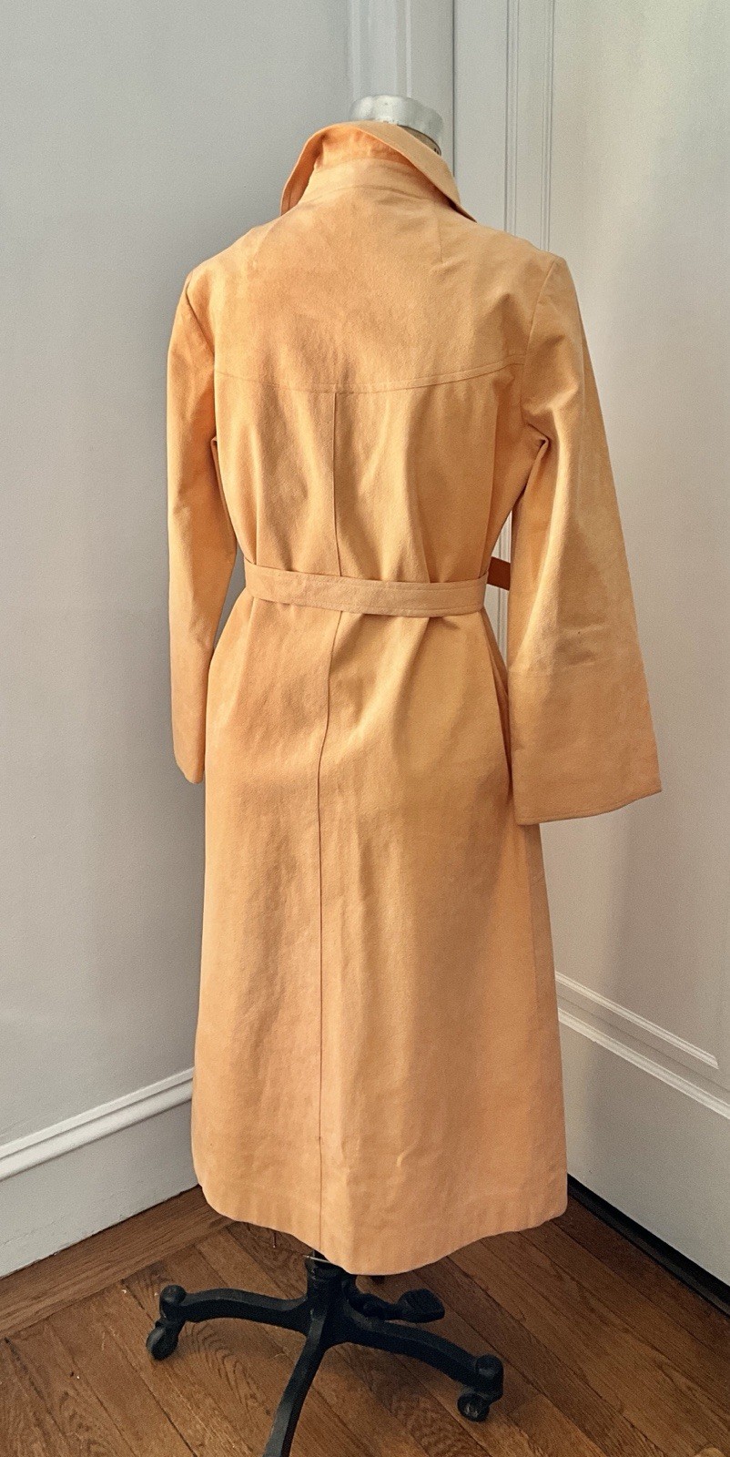Vintage 1970’s Mollie Parnis Peach Ultrasuede Belted Shirtdress