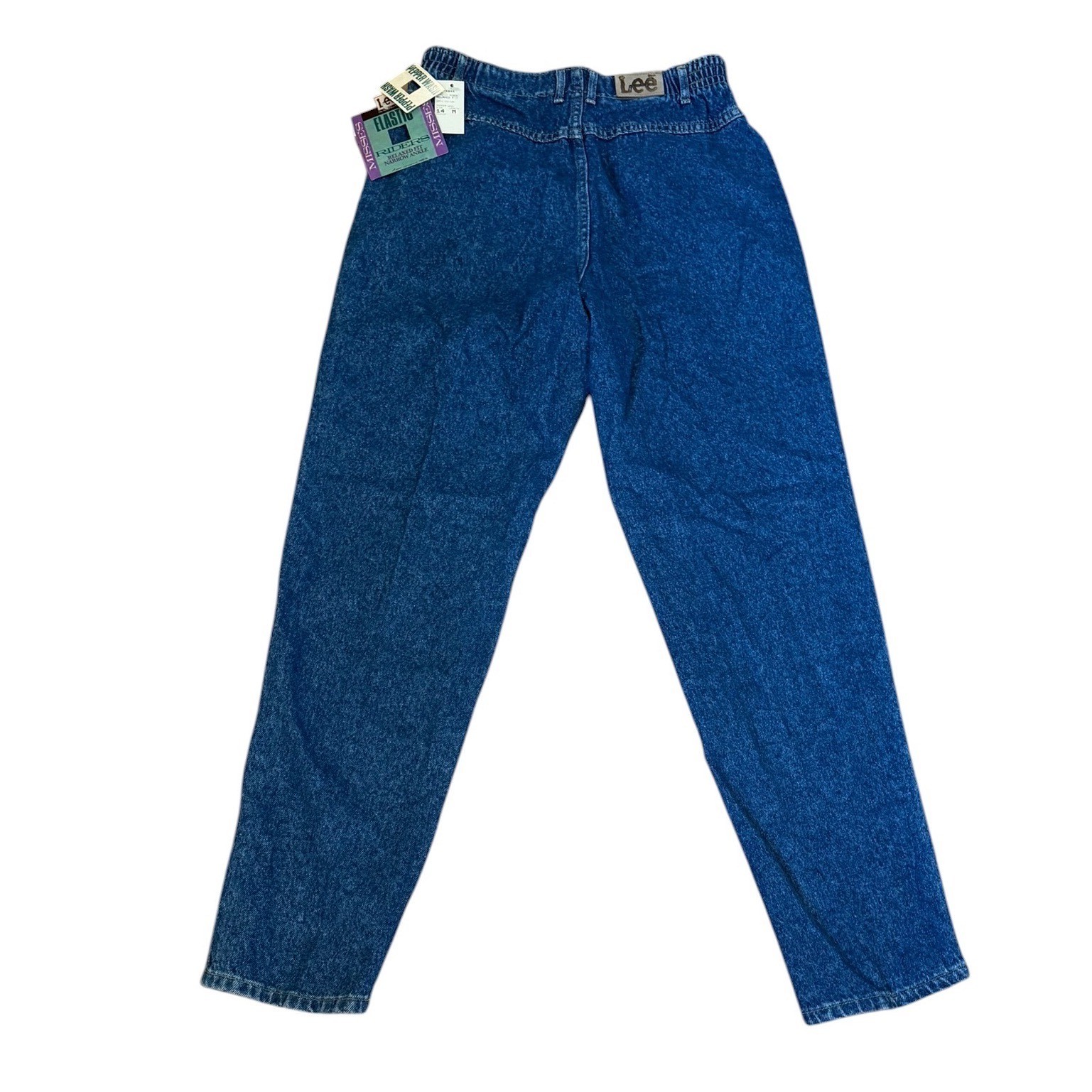 Vtg 90s NWT Lee Riders High Waisted Jeans Pepper Wash Elastic Waist USA Mom 14M