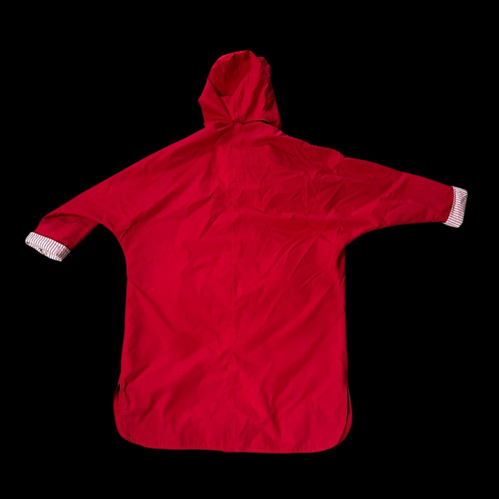 Vintage Jacket Small Herman Kay Red Detachable Hooded Stripes Long Retro 1980s