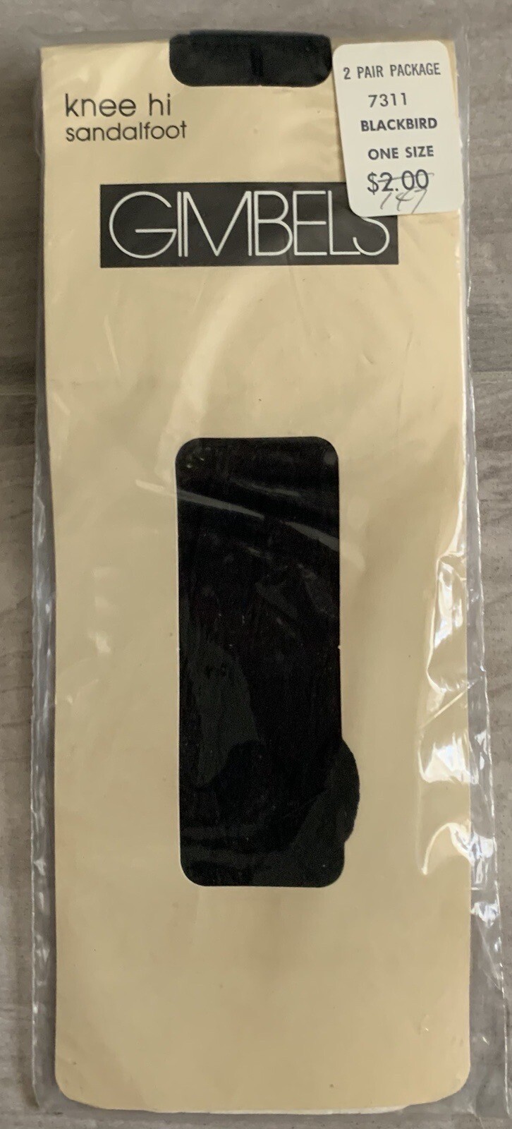 Vintage Gimbels Black Blackbird knee hi stockings One Size Style 7311 NOS