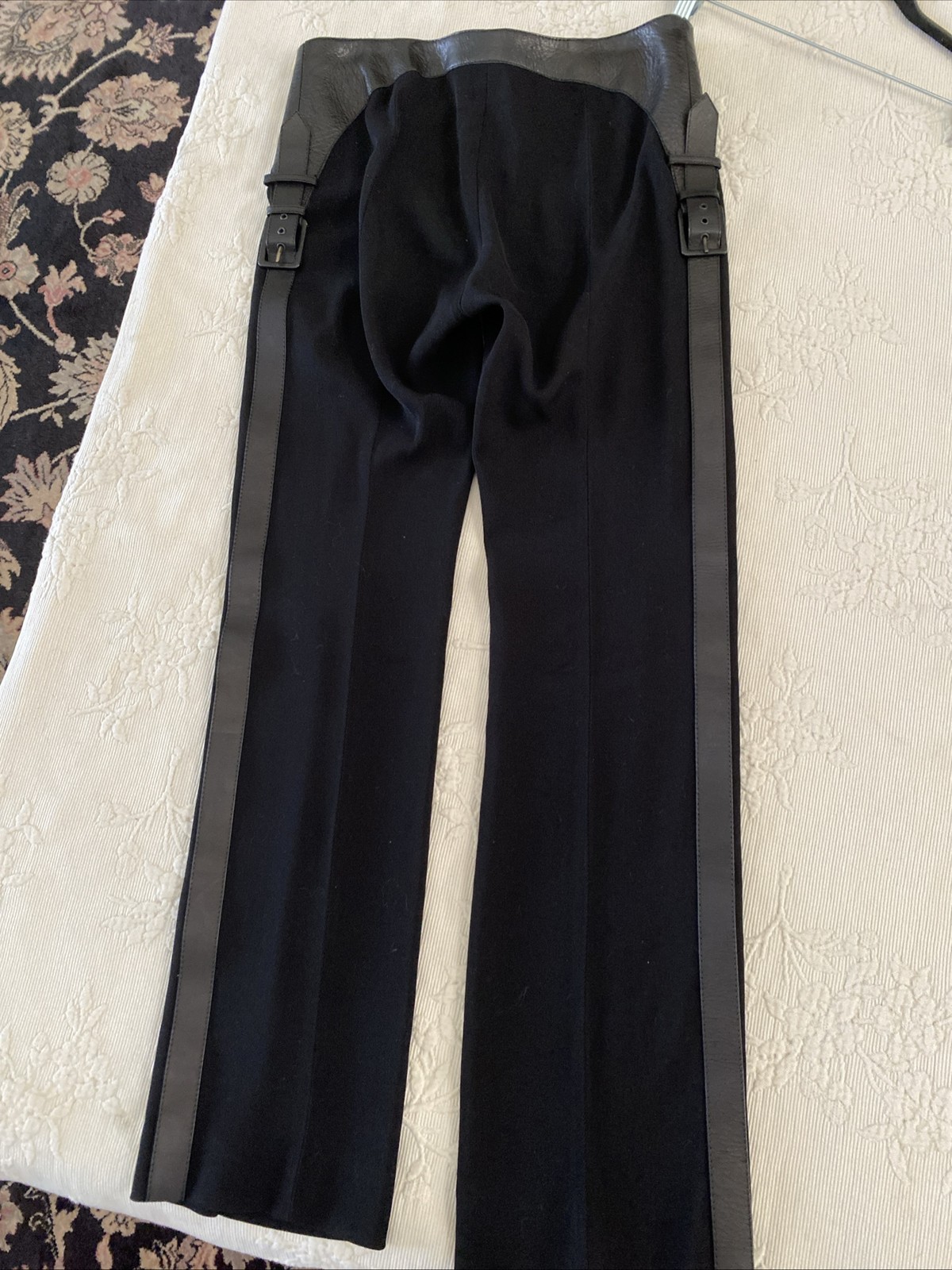 Alexander MCQUEEN vintage Black Supercalifragilistic Harness Pants Wool Leather