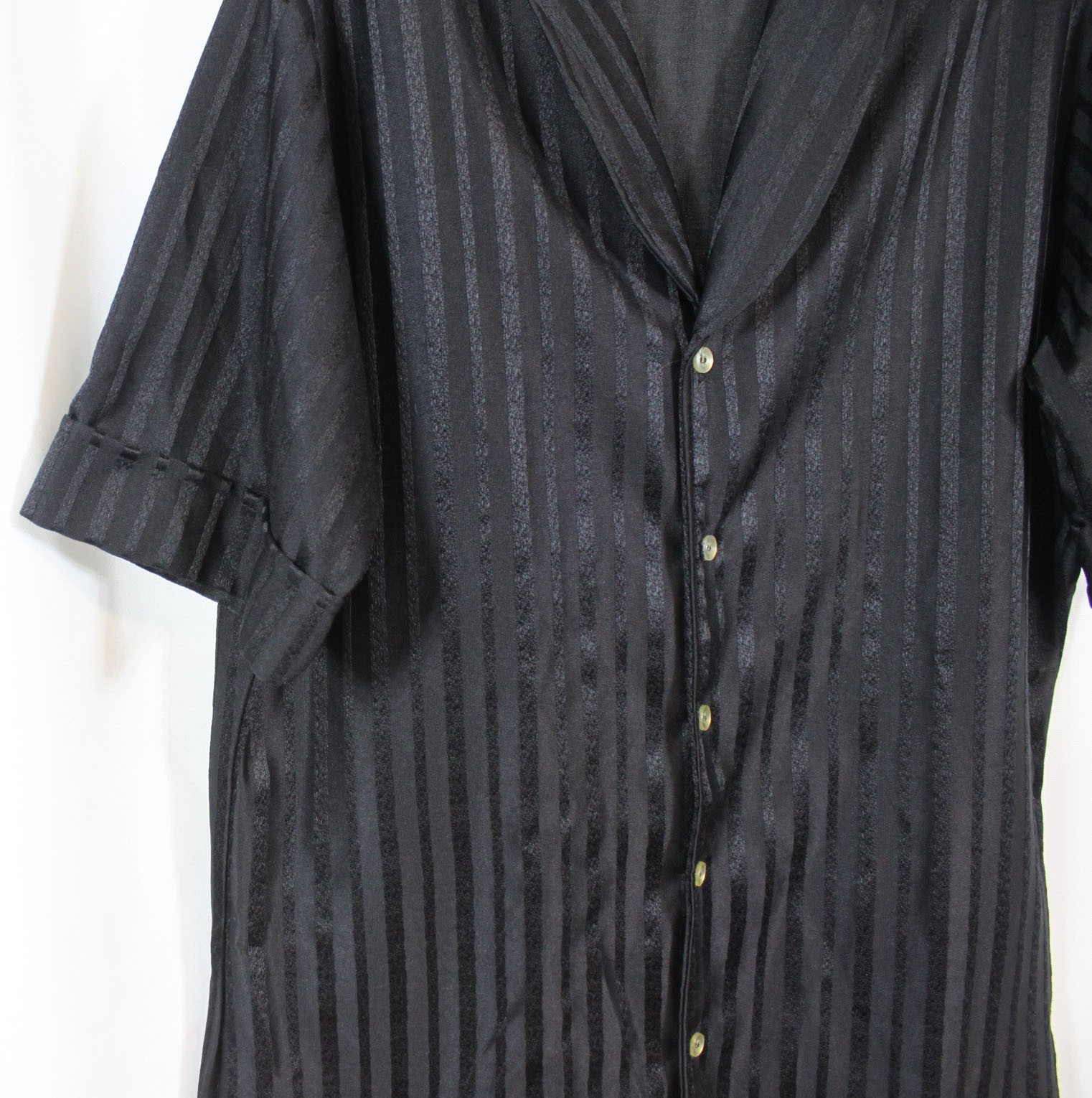 Vtg National Shirt Polyester Blouse Top Shirt Tone on Tone Stripe Retro 70s L