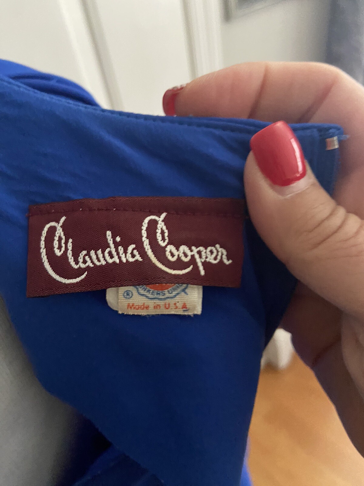 Vintage 1980s Claudia Cooper Royal Blue Dolman Batwing Drop Waist Dress Size 16