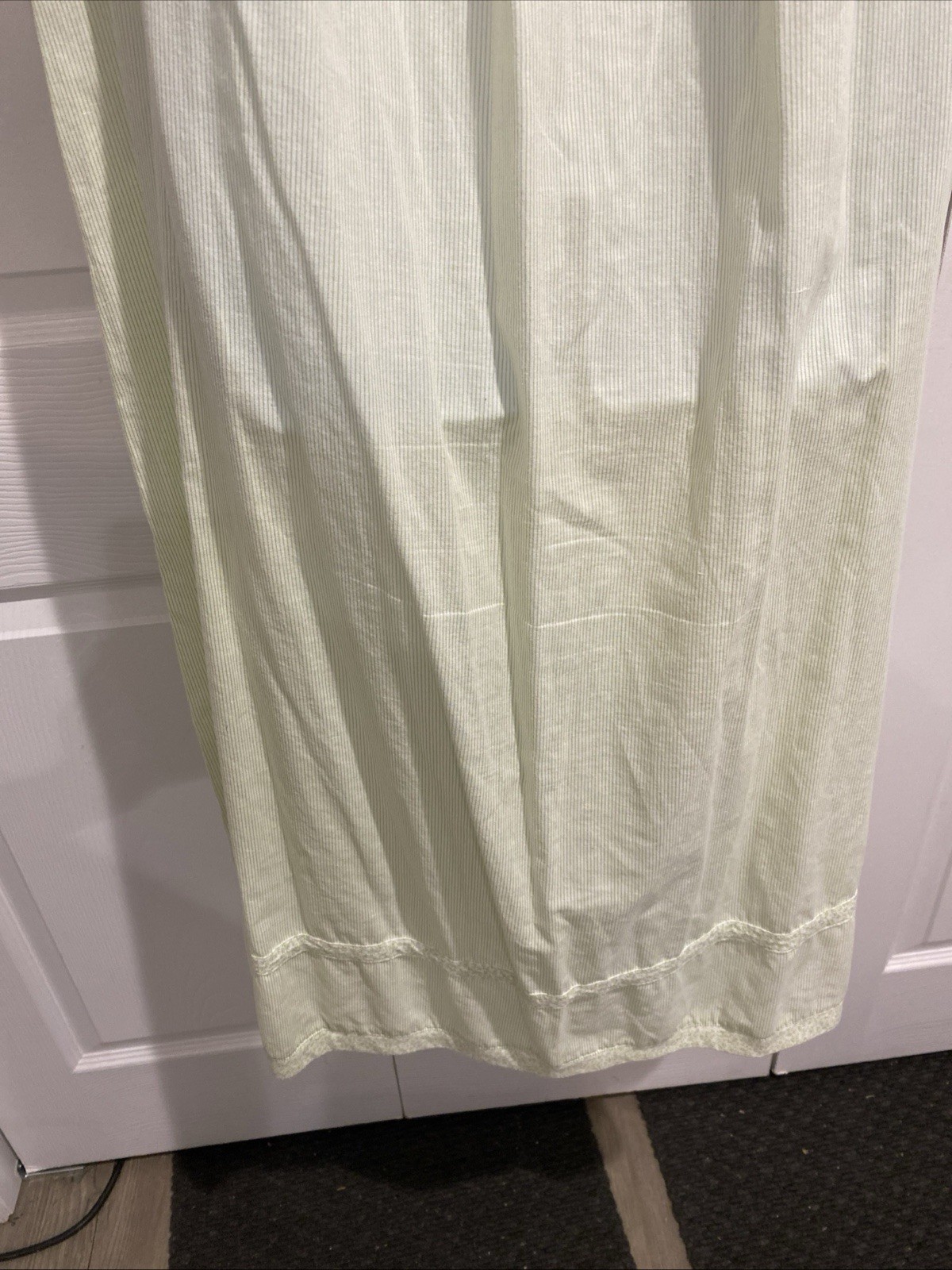 VTG Aria Nightgown Stripped Pale green lace and cherry Embroidery Trim Small