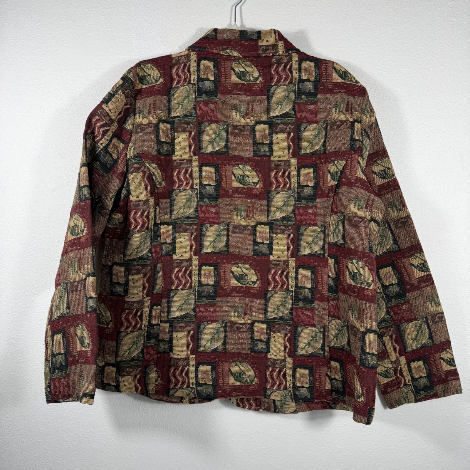 Draper’s & Damon’s Vintage Tapestry Jacket L Zip Up Patchwork Art To Wear Boho