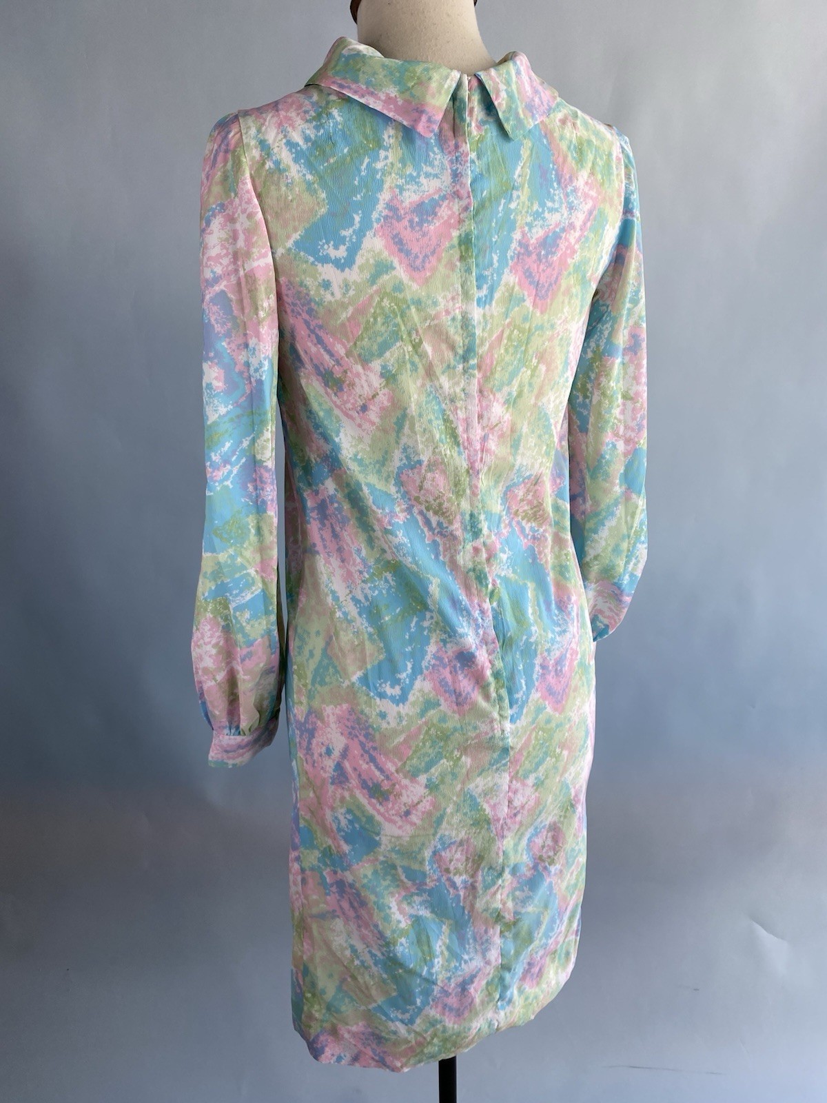 Vintage 1960’s Midcentury Modern Pastel Watercolor Abstract Print Shift Dress Sm