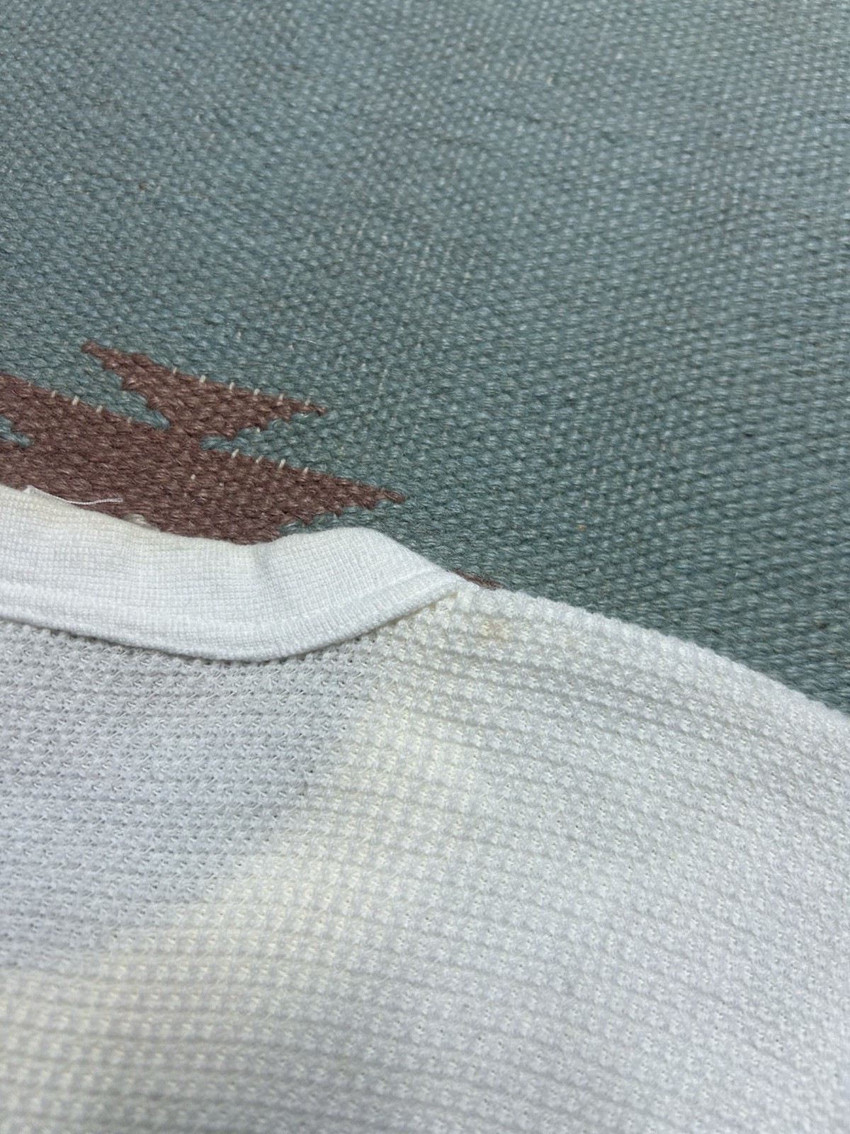 Vintage 70s 80s waffle knit thermal shirt blank white base layer women’s XL
