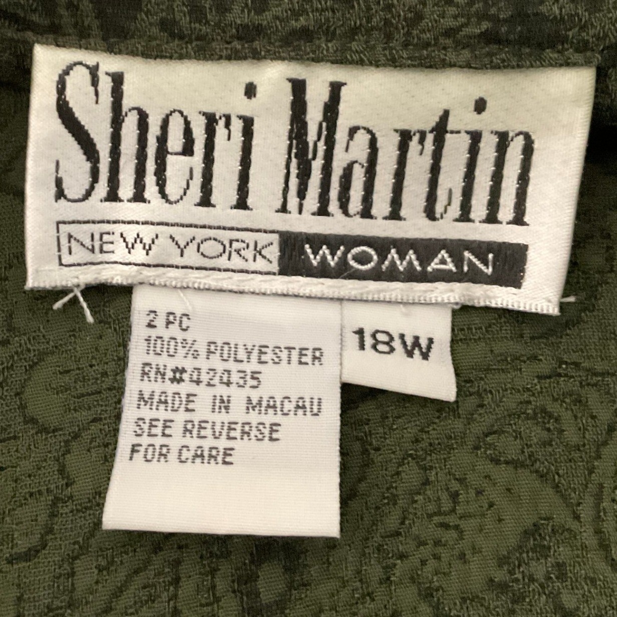 Vintage 90s Sheri Martin Woman Green Paisley Jacquard Dress & Jacket Set 18W