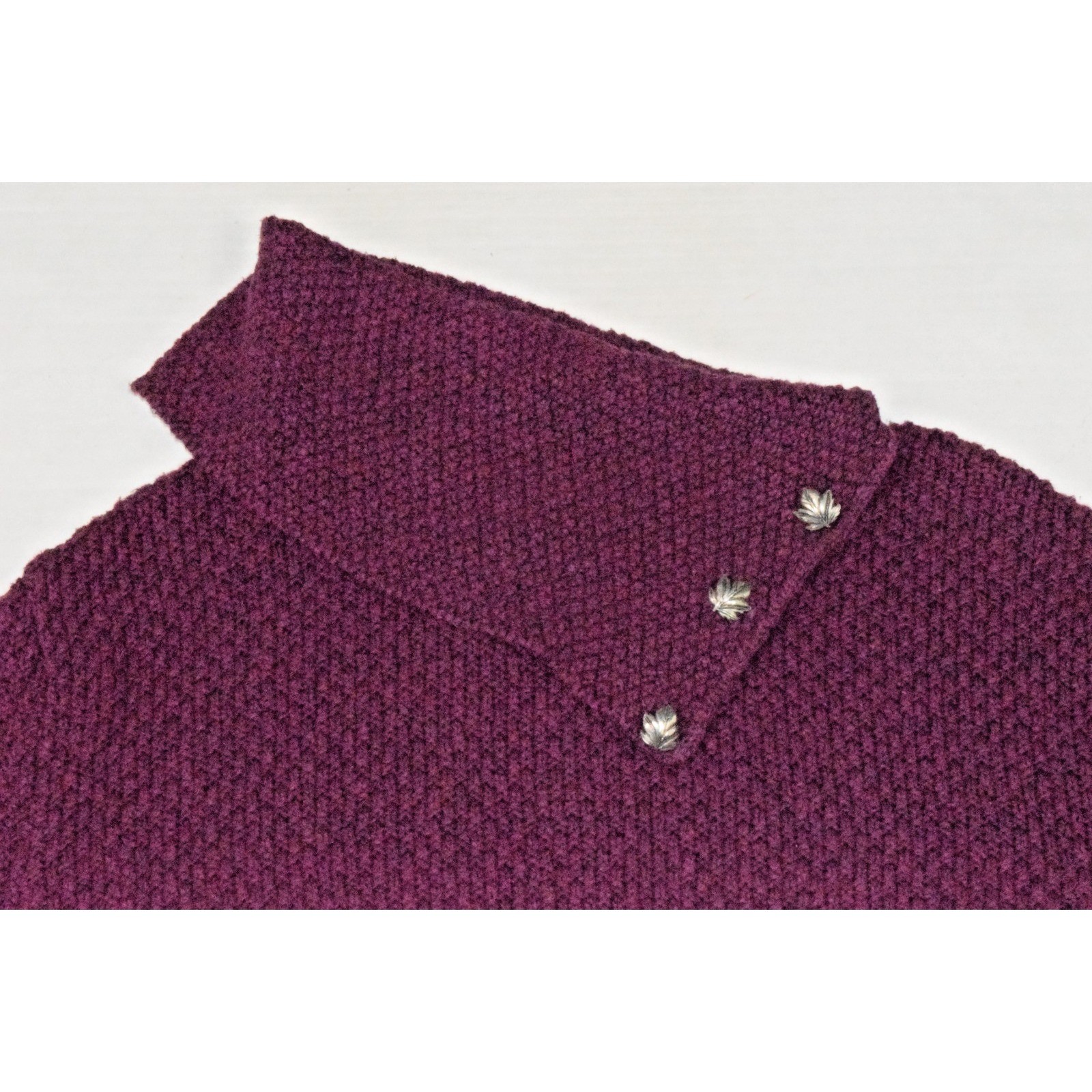 Vintage Sweater Coldwater Creek Size M 90s Plum Chunky Knit High Neck Made USA