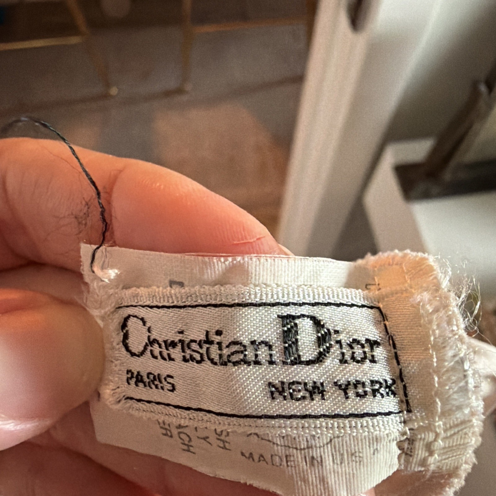 Vintage Christian Dior Intimates beige Satin Half Slip with White Lace Trim