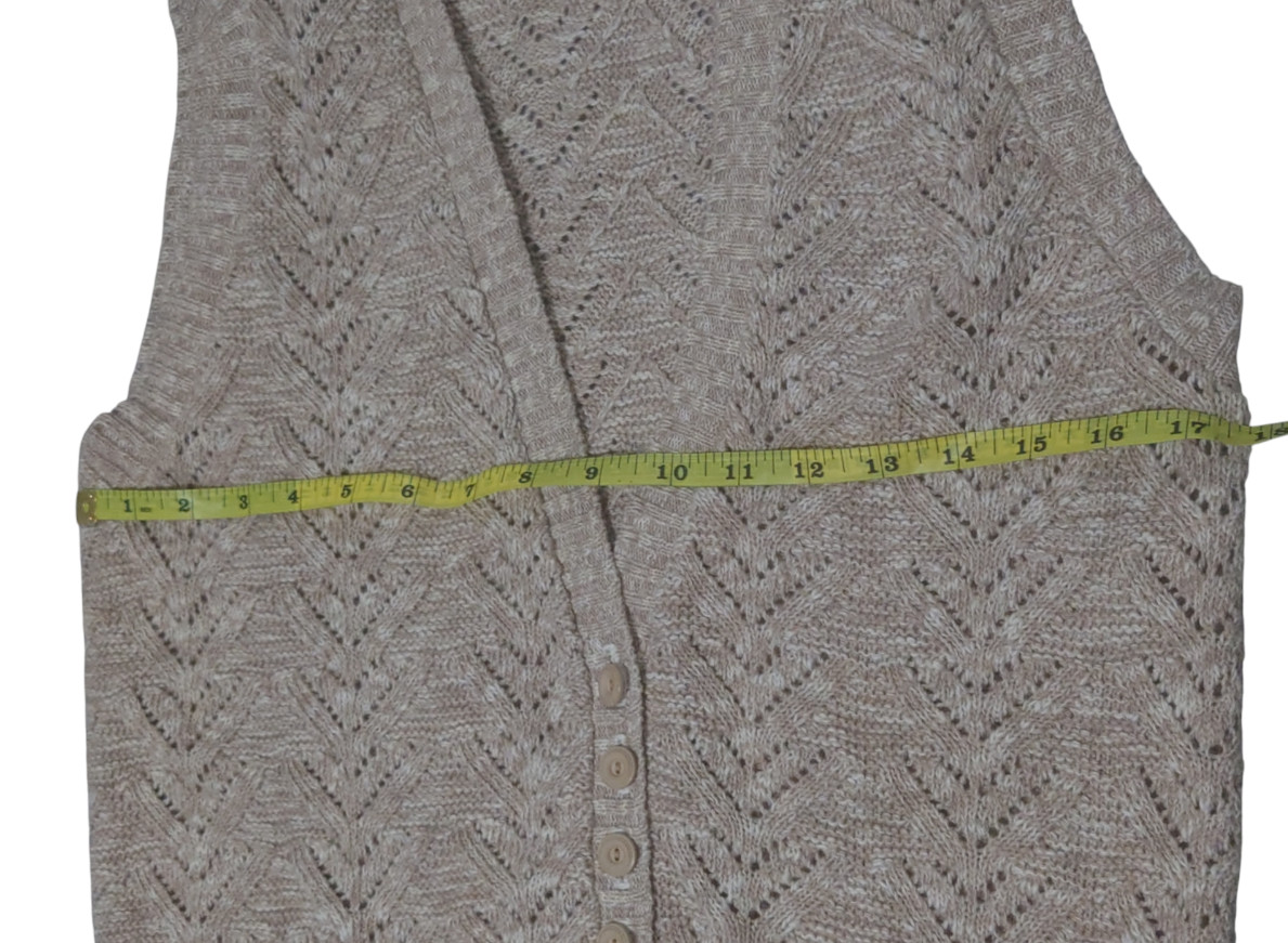 VTG Beldoch Popper Knit Vest Buttoned Down Cottagecore USA MADE Linen Cotton