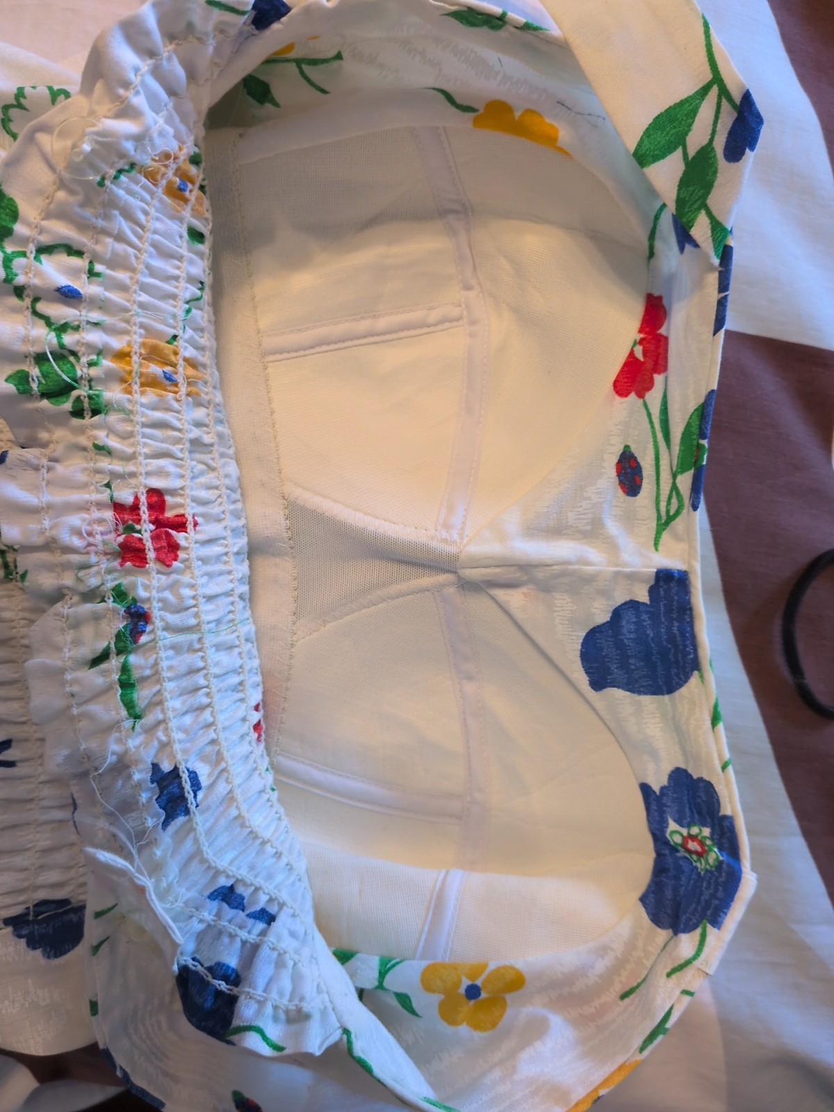Vintage Cotton Blend White Floral Tiered Summer Dress 70s Cottage Core Size S