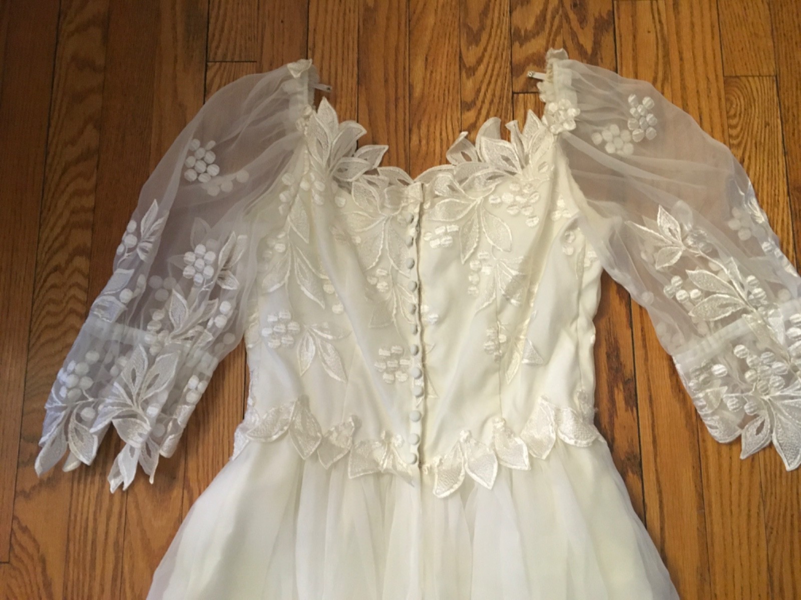 VTG Late 70’s-1980s House of Bianchi Tea Length Bridal Dress XS S 4 lined