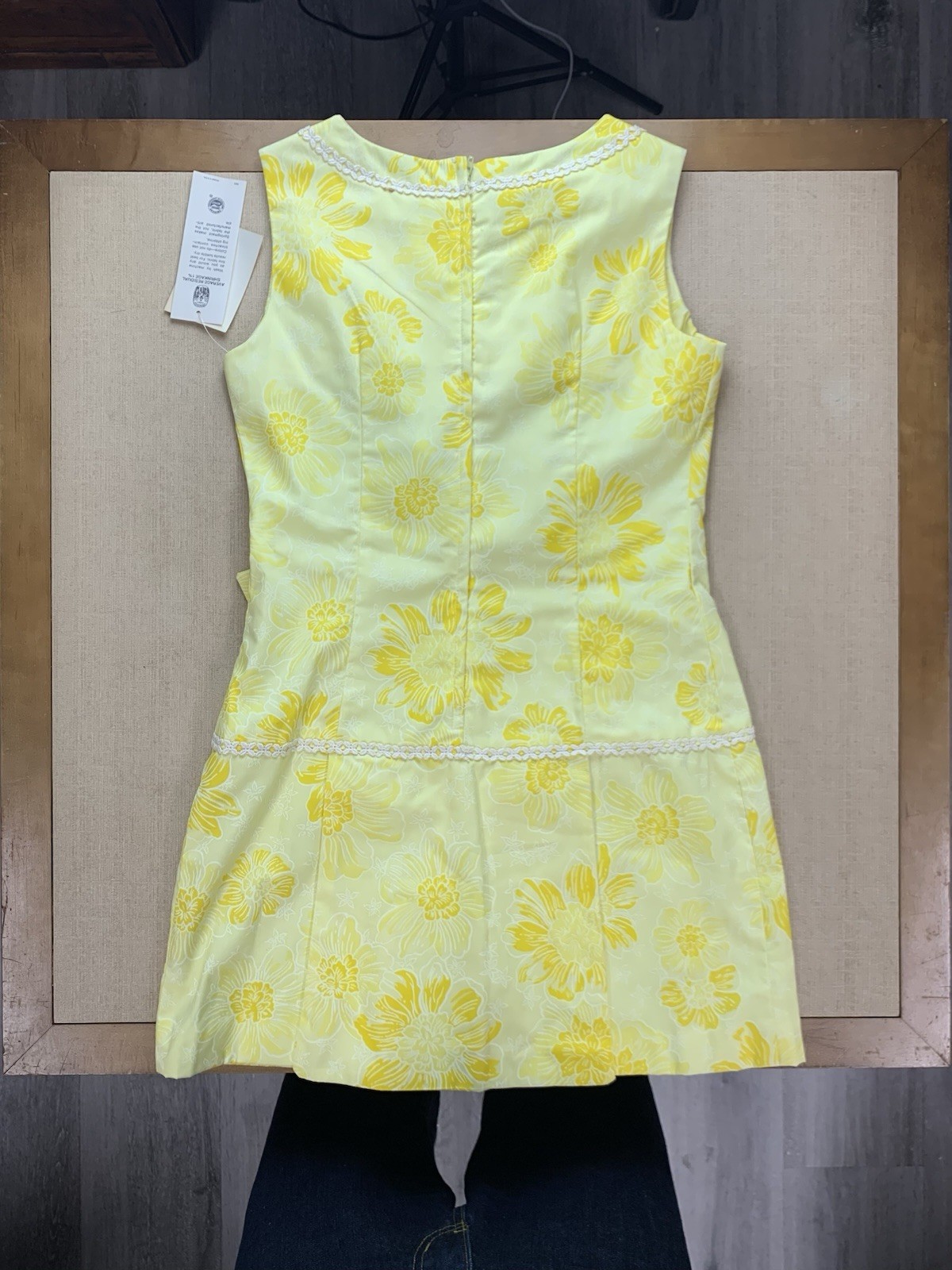 Vintage 1970s NWT Springmaid Yellow Floral High Neck Mini Sundress Size 8