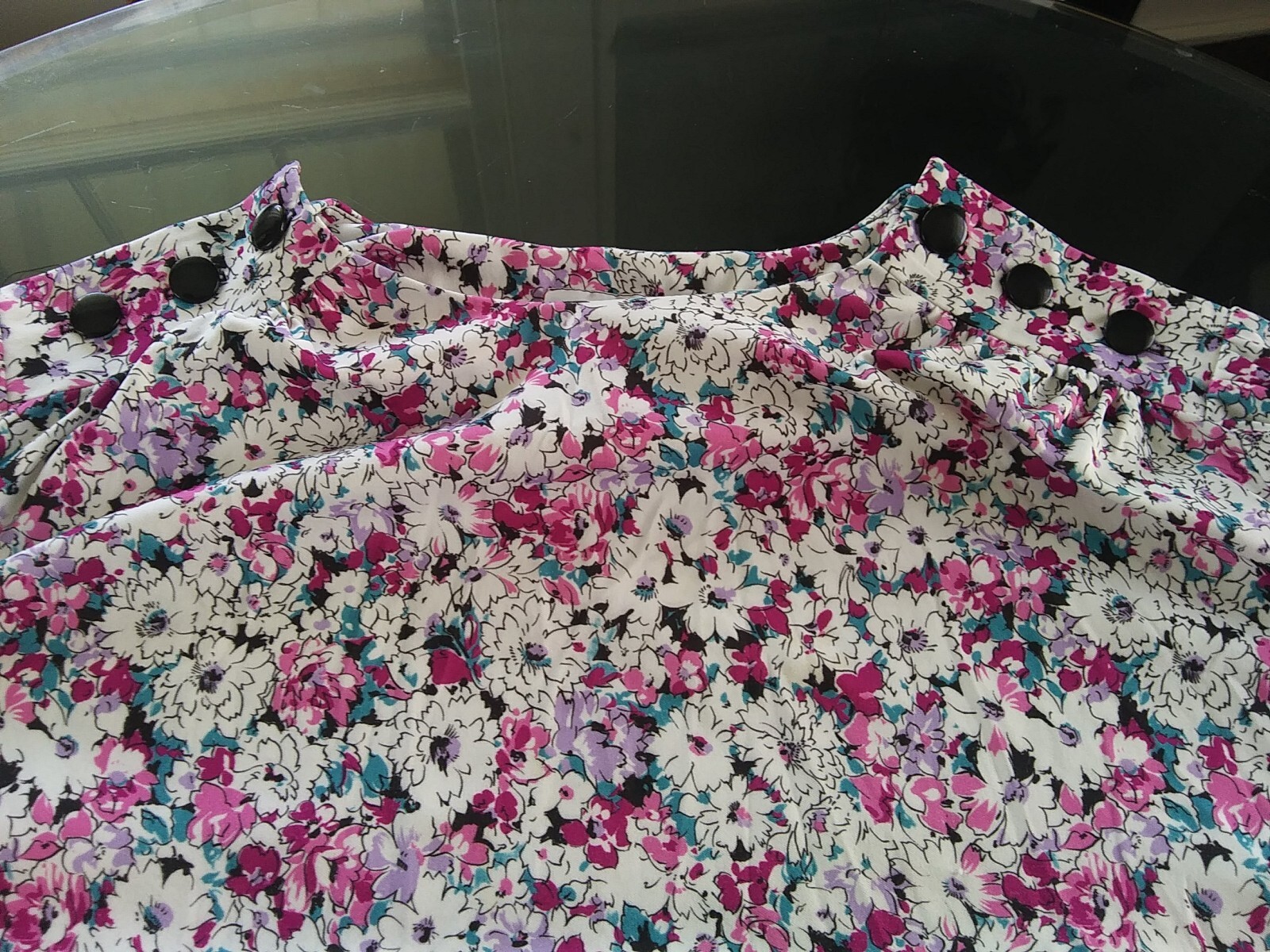 VTG 80s USA made Women Plus Size Top 24W 26W Purple Flowers Long Sleeve