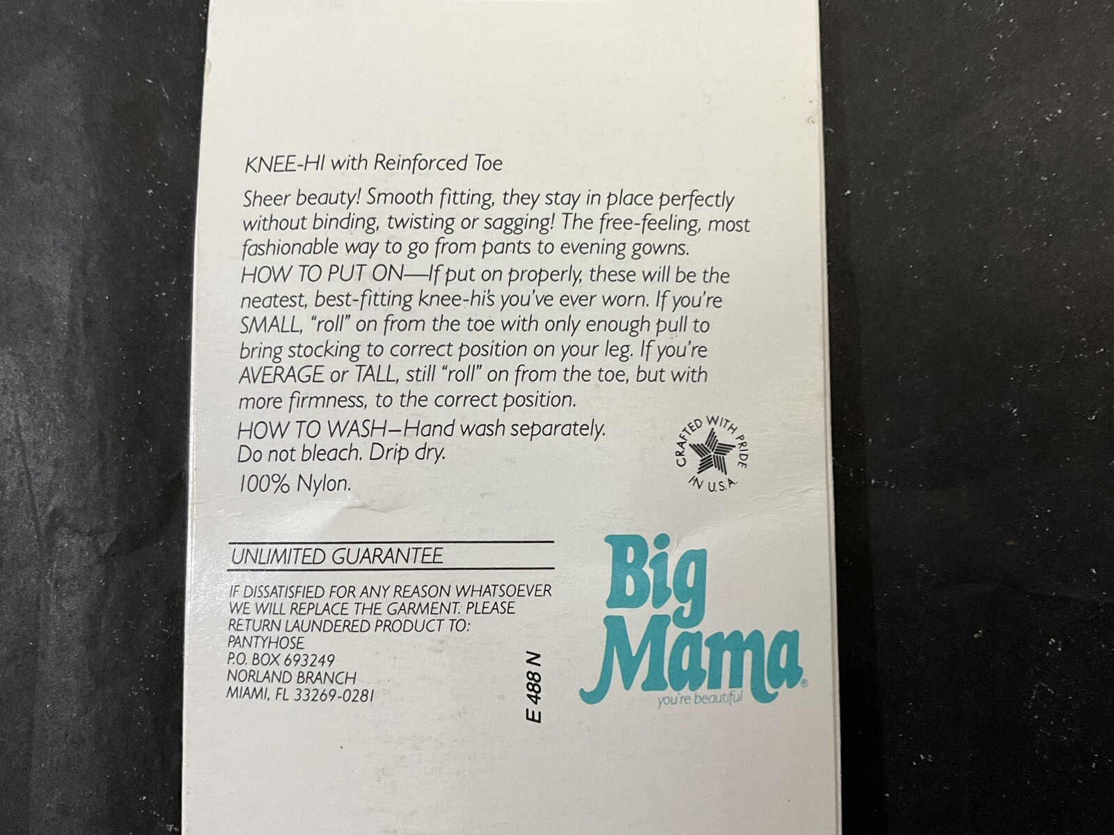 Vintage Pair Of Big Mama Extra Wide Top Knee Highs Reinforced Toe NOS White