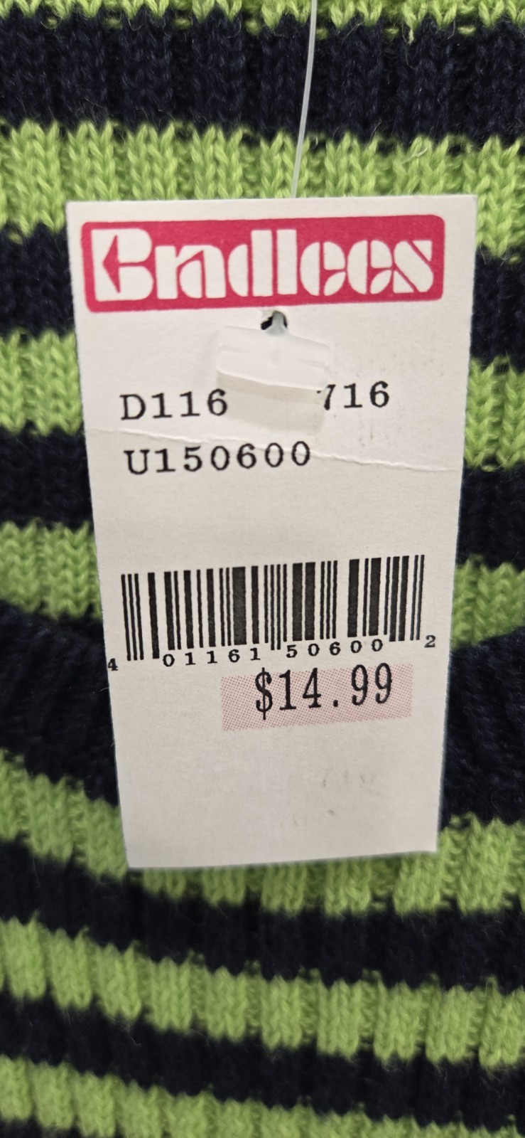 Vintage Jamie Scott NWT Striped Knit Sweater Tank Top Large Lime Green Navy