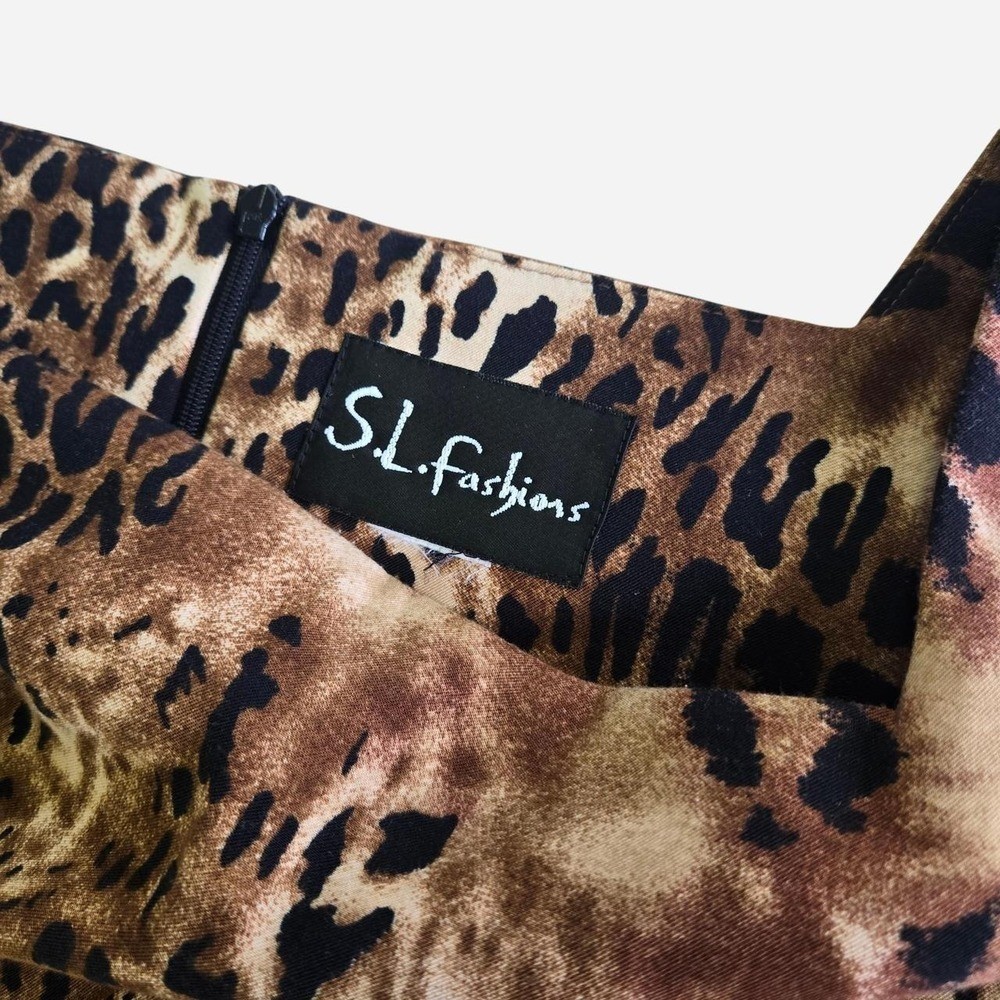 VTG y2k Plus size fitted cheetah, leopard dress / 16/18 / cocktail, glam, alt