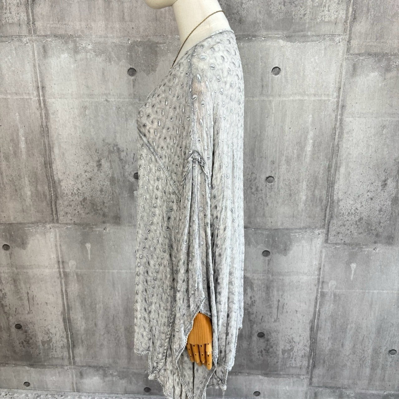 Vintage Silver Gray Boho Tunic Top Textured Long Sleeve Hippie Fairy Grunge