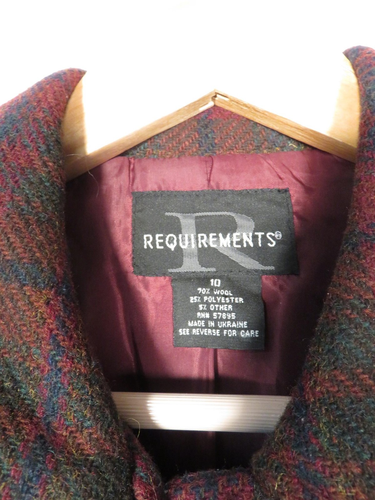 Vintage 90s Plaid Wool Blend Mid Weight Jacket Size M/L