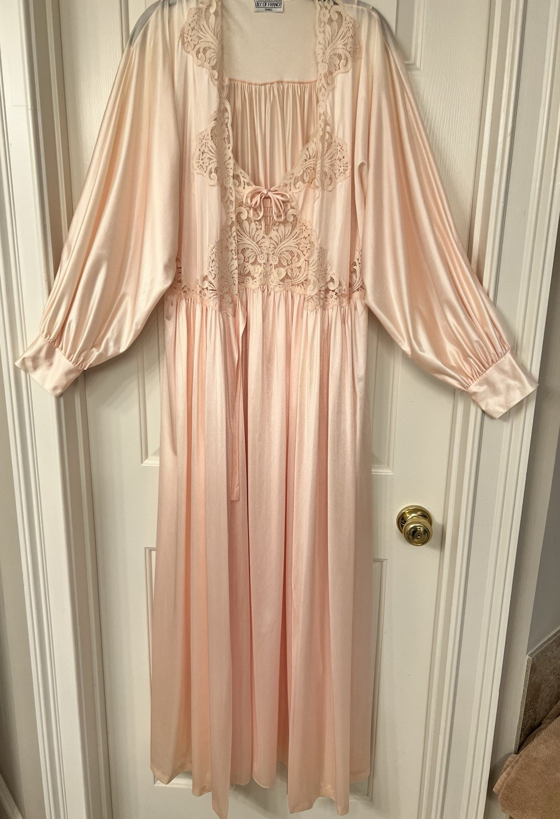 Stunning Rosa Puleo-Szole Vintage Lily of France Pink Peignoir Set Size S