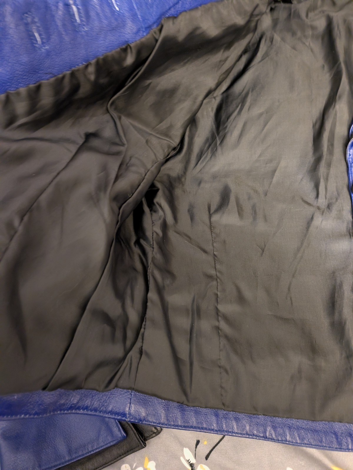 Vtg Leather 2-tone Jacket, Blue With Black Accents, Buttons, Vest Styling Sz 8