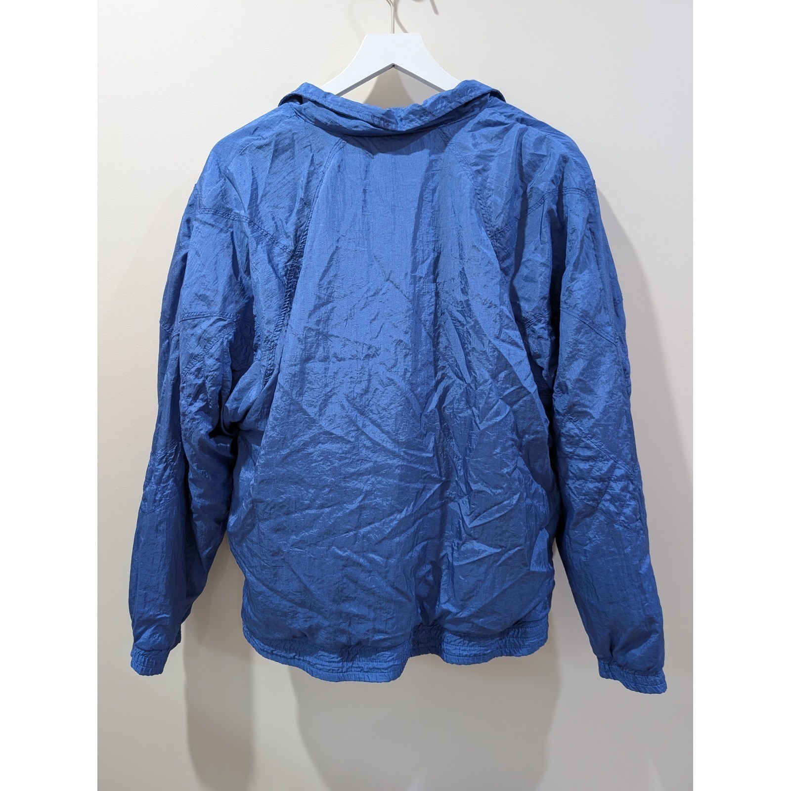 Vtg Retro Points West Blue Nylon Windbreaker Jacket Lined Full Zip Hong Kong M