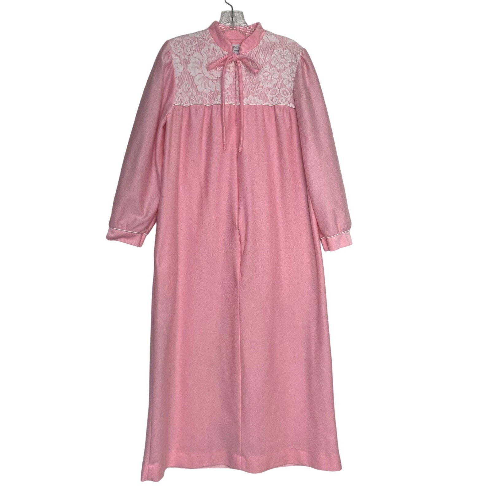 Vintage Vandemere Long Sleeve Nightgown Womens Small Pink Front Zip