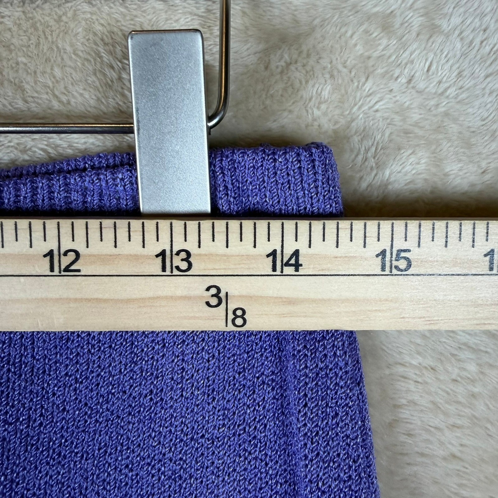 Vintage J.S.S. Purple Wool Blend Knit Skirt Suit Set Gold Crest Buttons Size S
