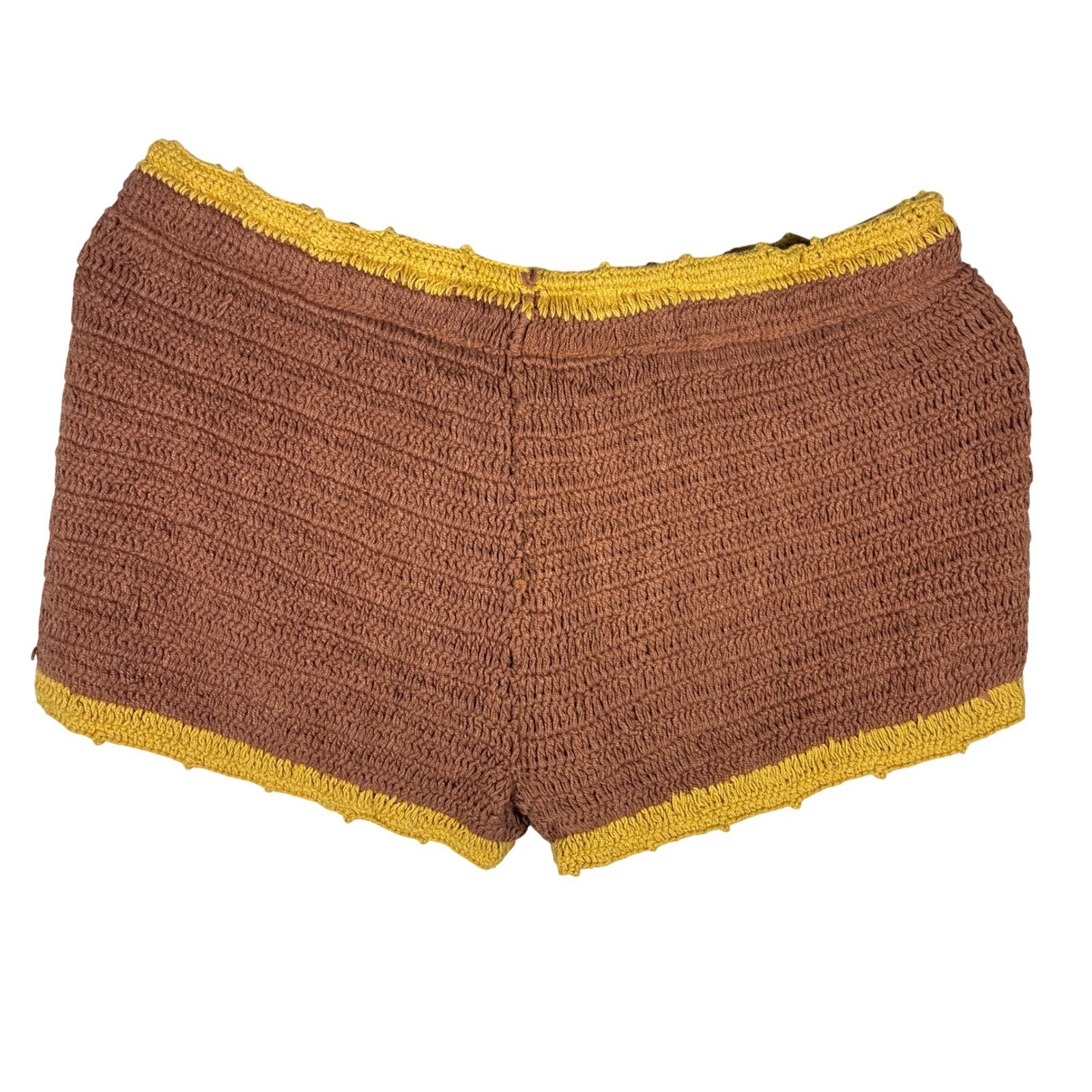 Zara Boho Crochet Shorts Knit Festival Hippie Tie Waist Retro Womens Sz M