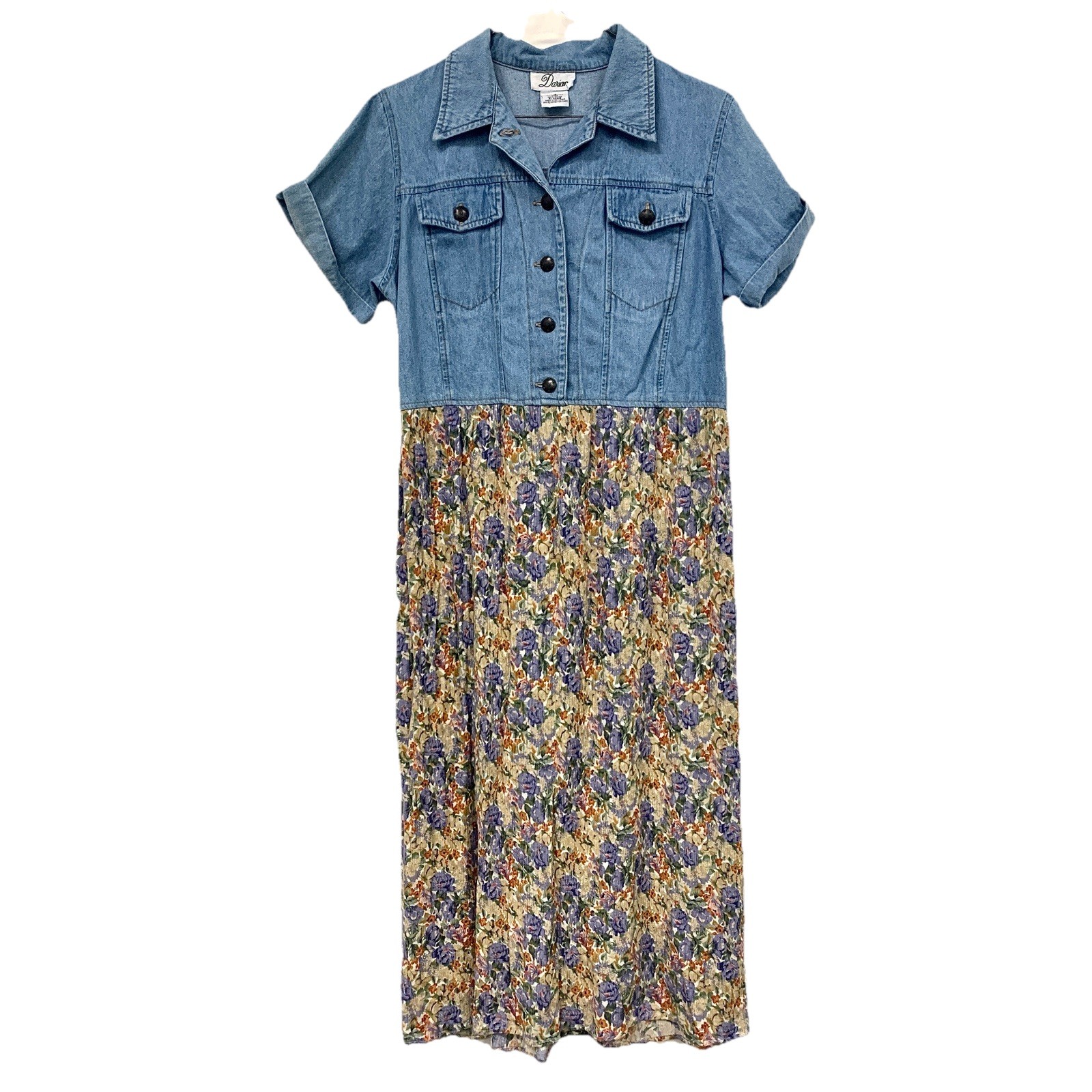 Vintage Darian Cottagecore Shelf Dress Size 10 Denim Top Rayon Bottom