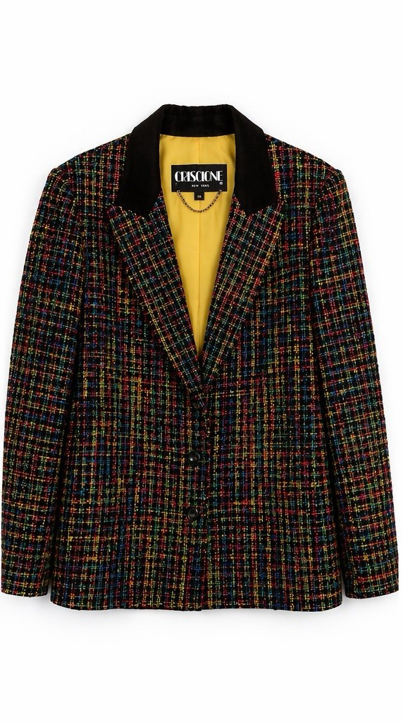 Vintage Criscione New York Multicolor Tweed Blazer Jacket Women M