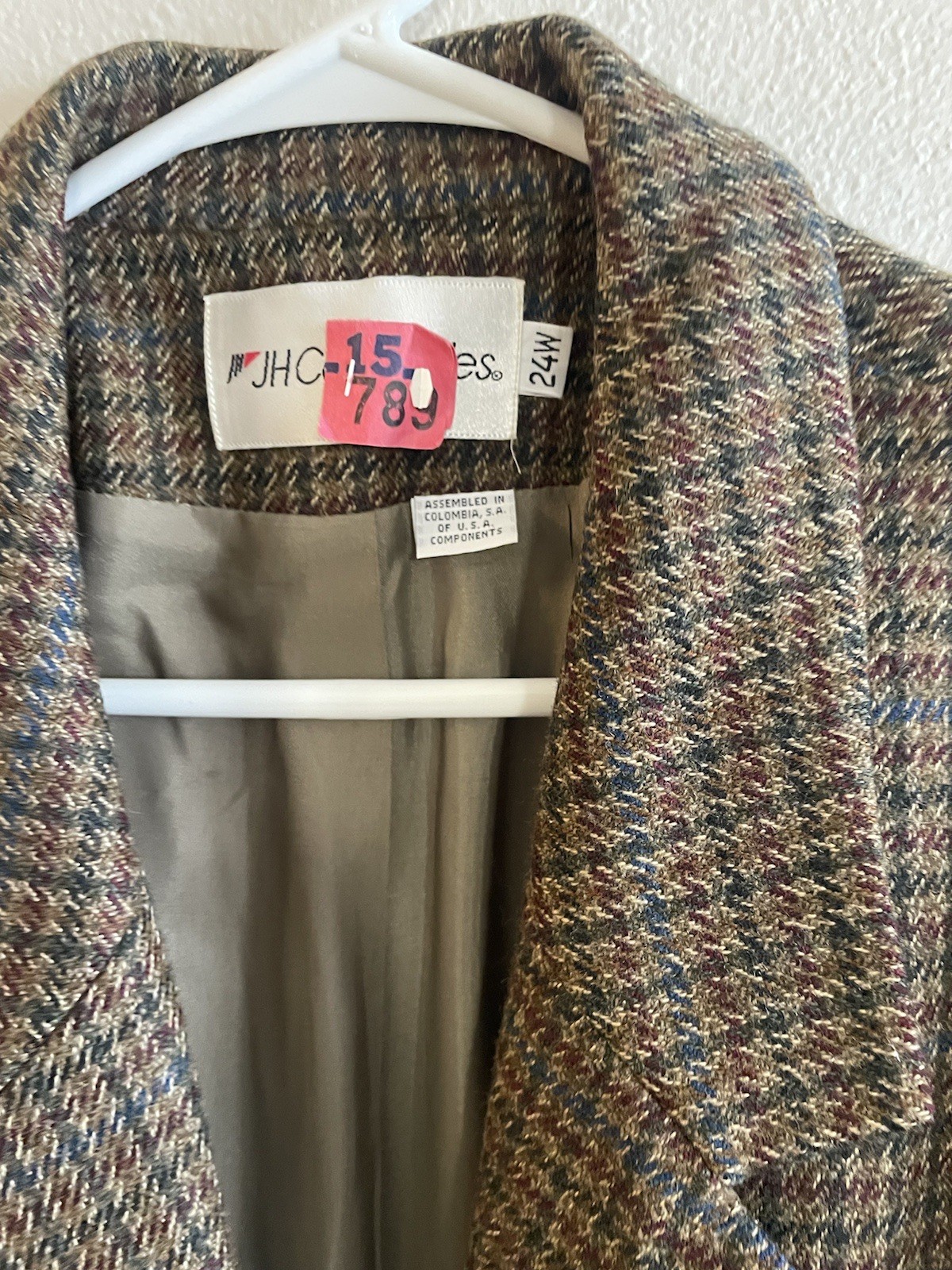 JH Collectibles Vtg Skirt Suit Wool Women 24W Brown Earth Tones Academia